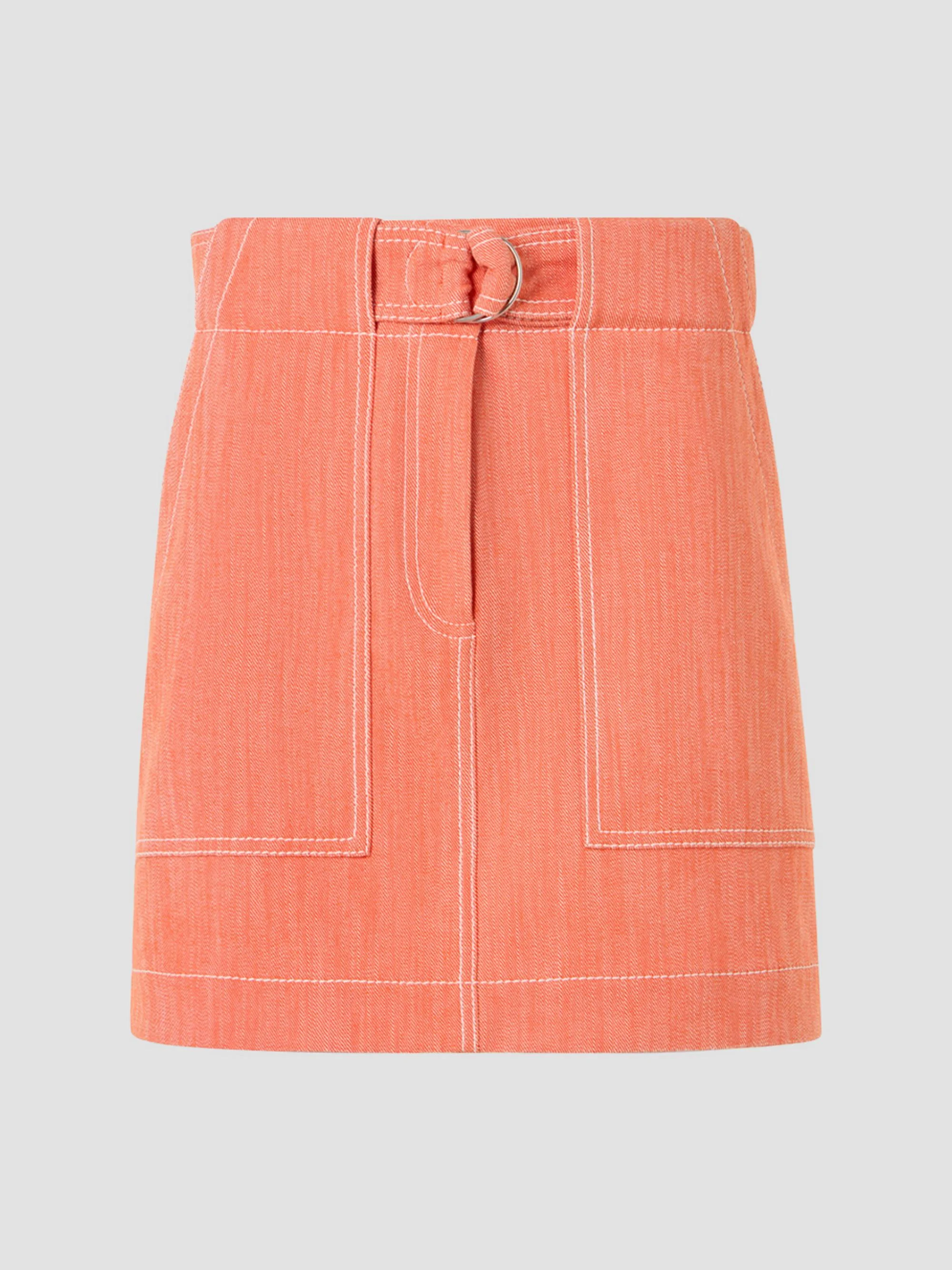 Women's Denim Cargo Skirt - Orange - 1