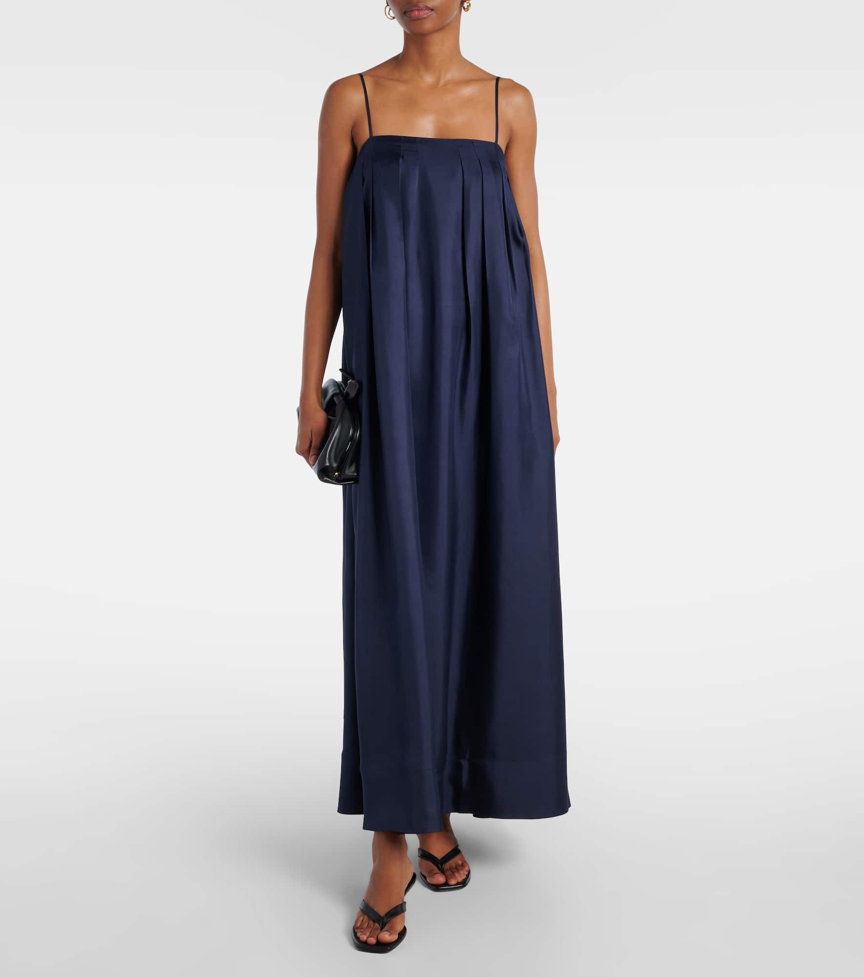 Heather pleated silk twill maxi dress - 2