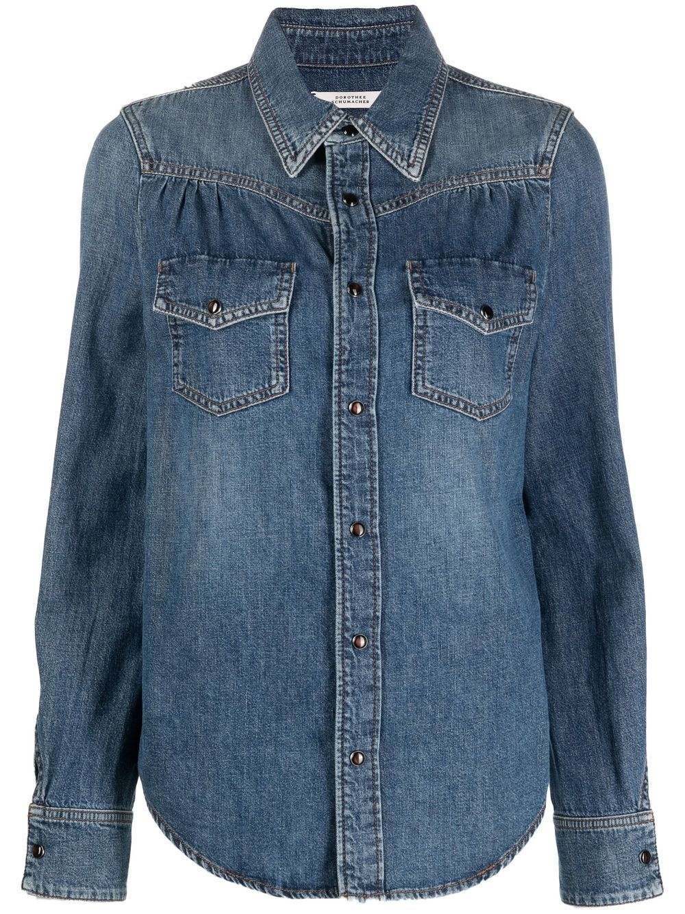 patch-pocket denim shirt - 1