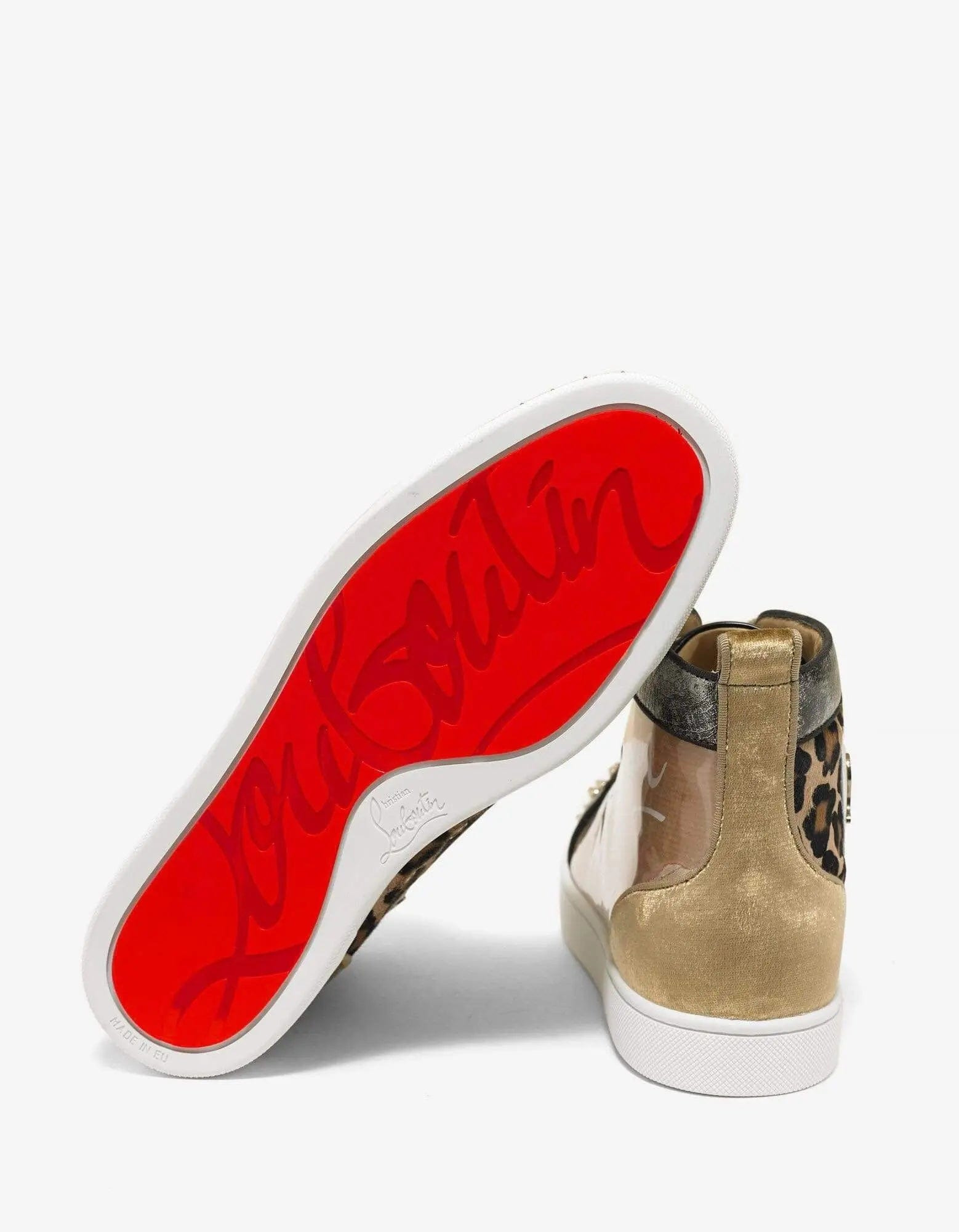 Christian Louboutin Lou Spikes Loubi Kraft Flat High Top Trainers - 3
