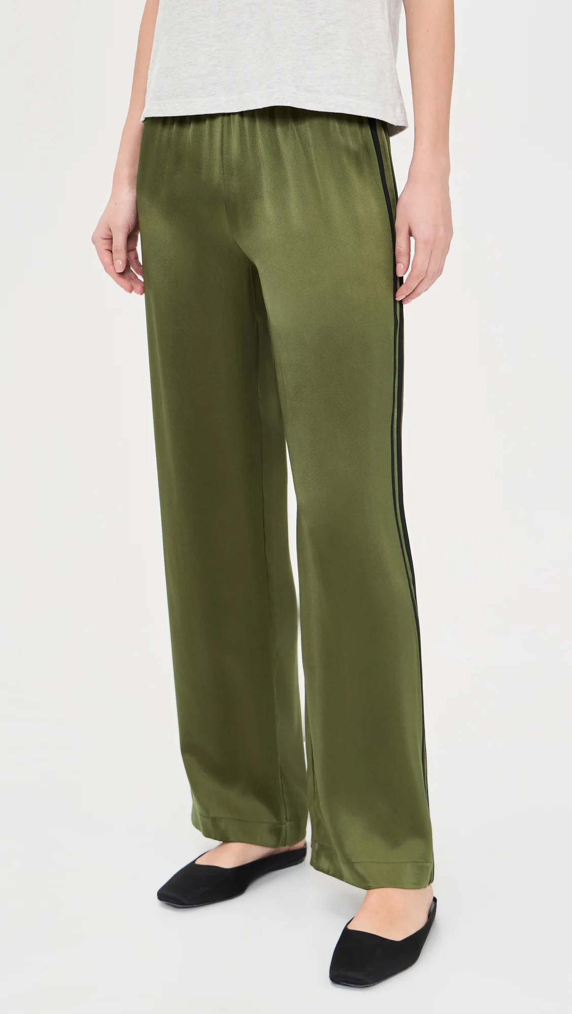 The Silk Stripe Simple Pants - 1