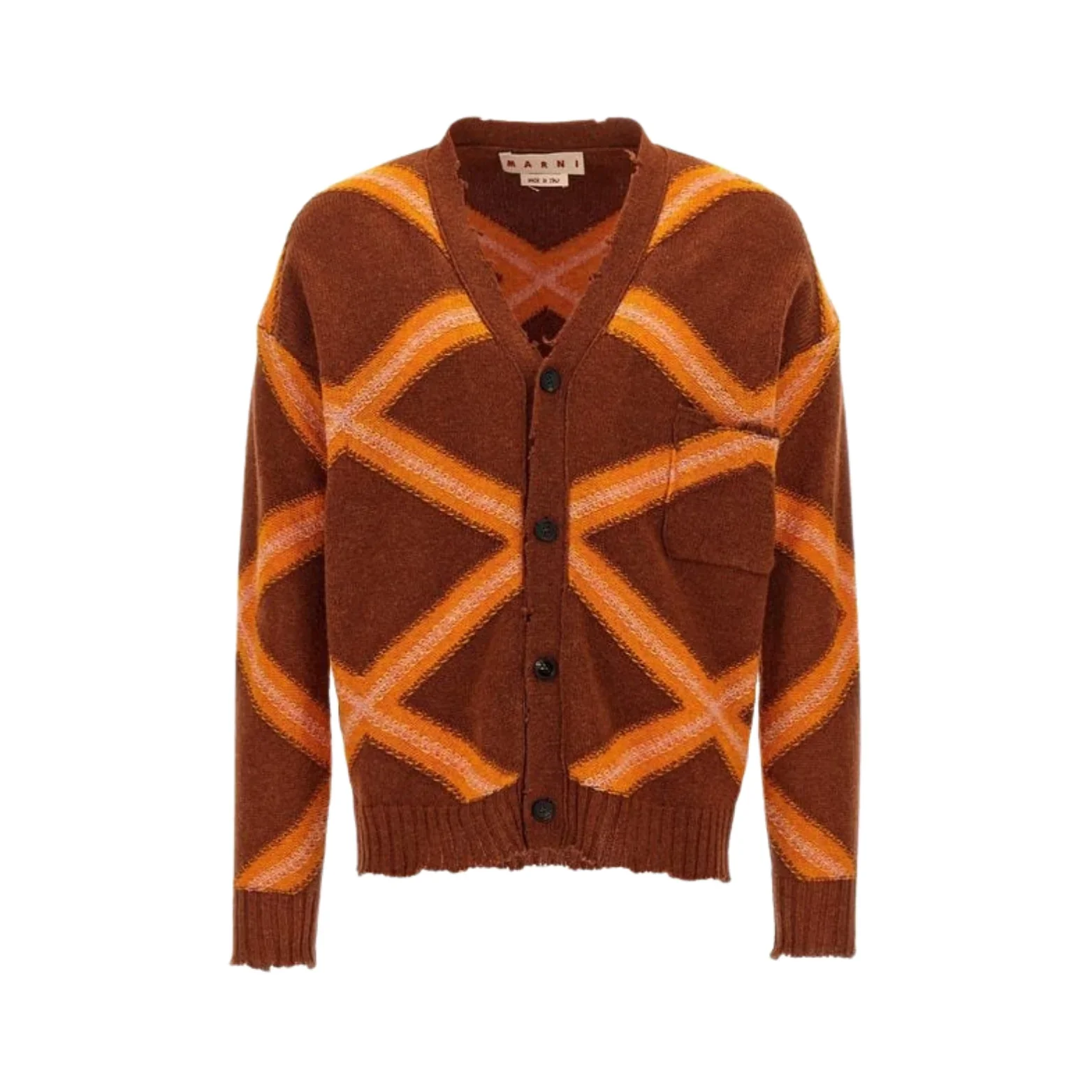 Marni Macro Argyle Cardigan Orange - 1