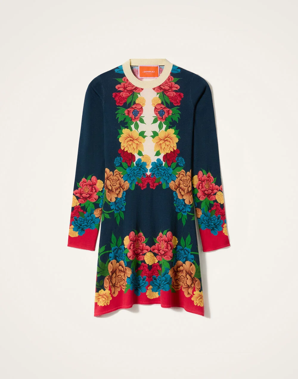 Knit Long Sleeve Mini Swing Dress - 1