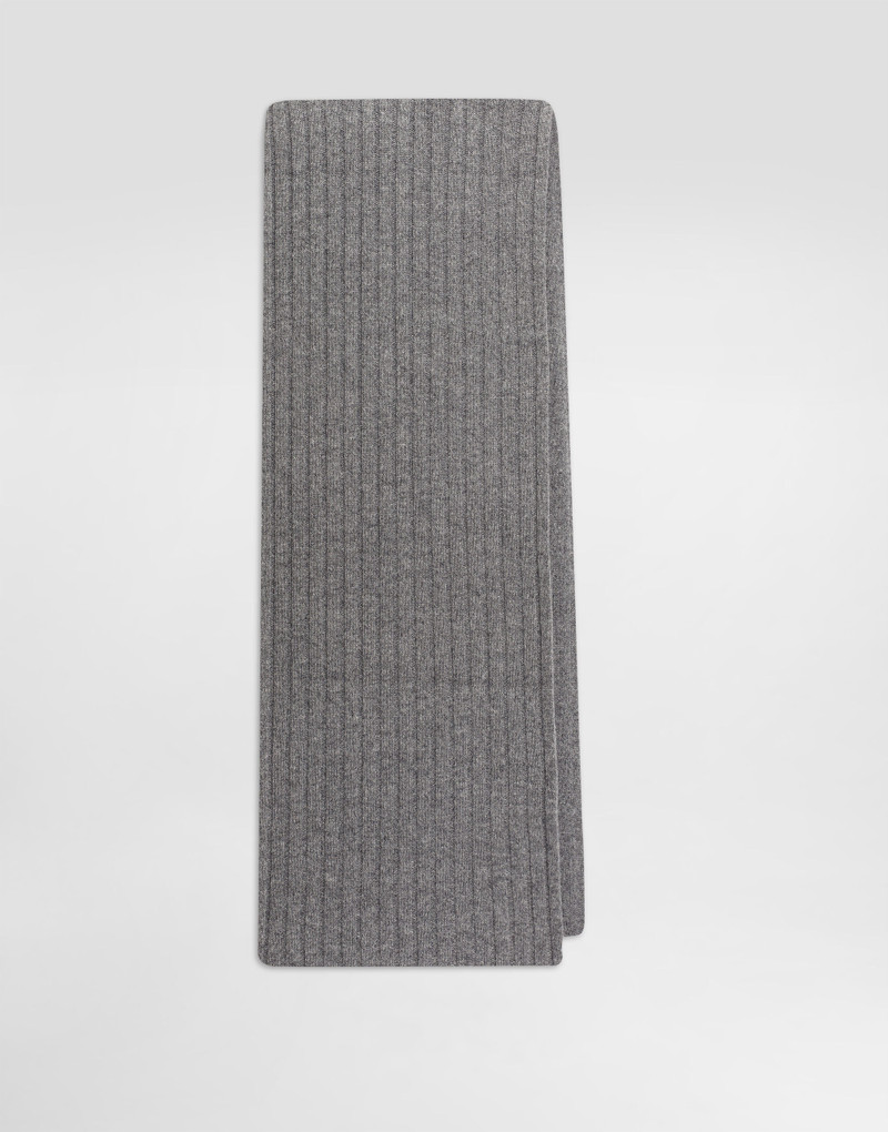 Cashmere flat rib knit scarf 1