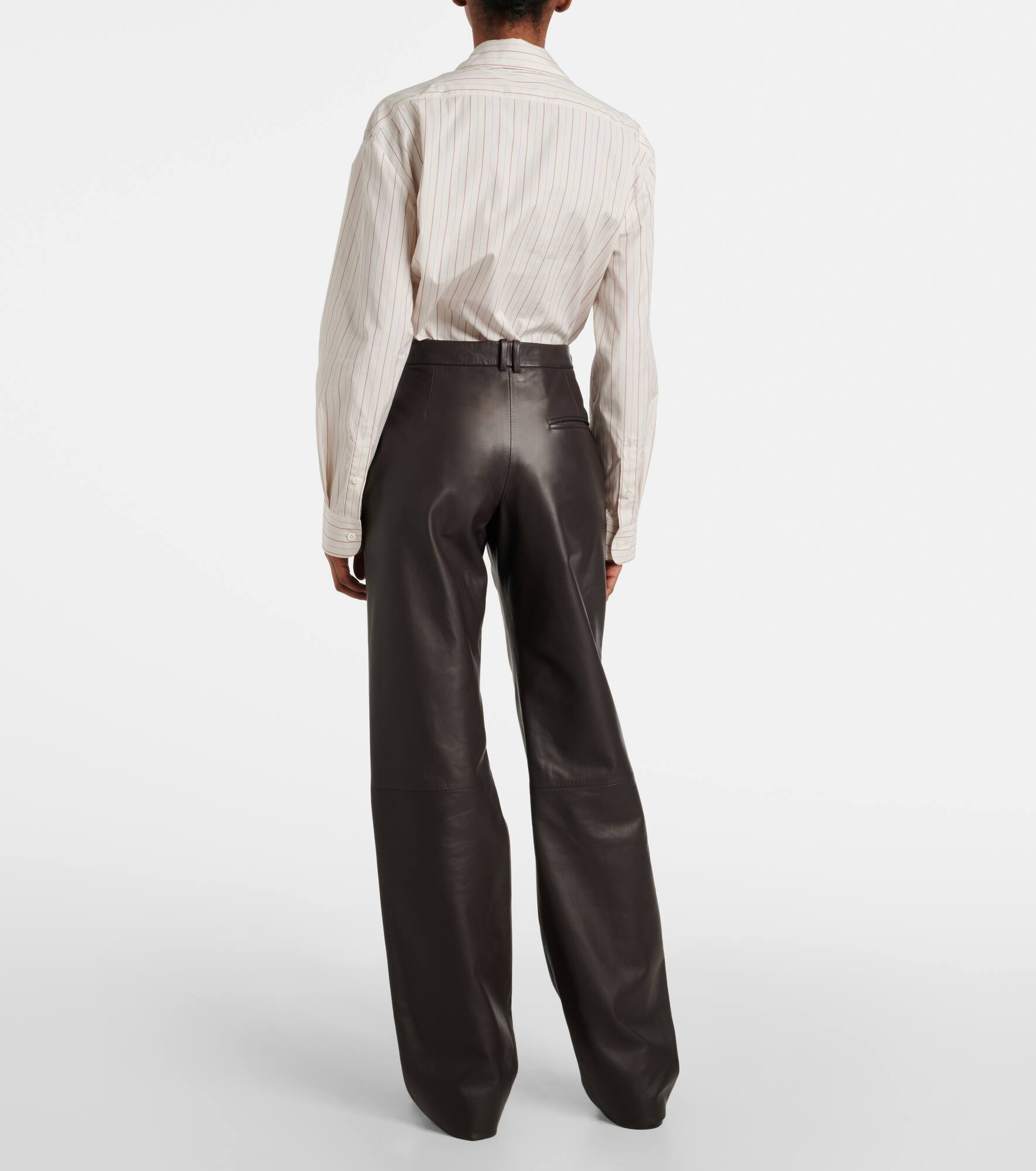Selviese leather straight pants - 3