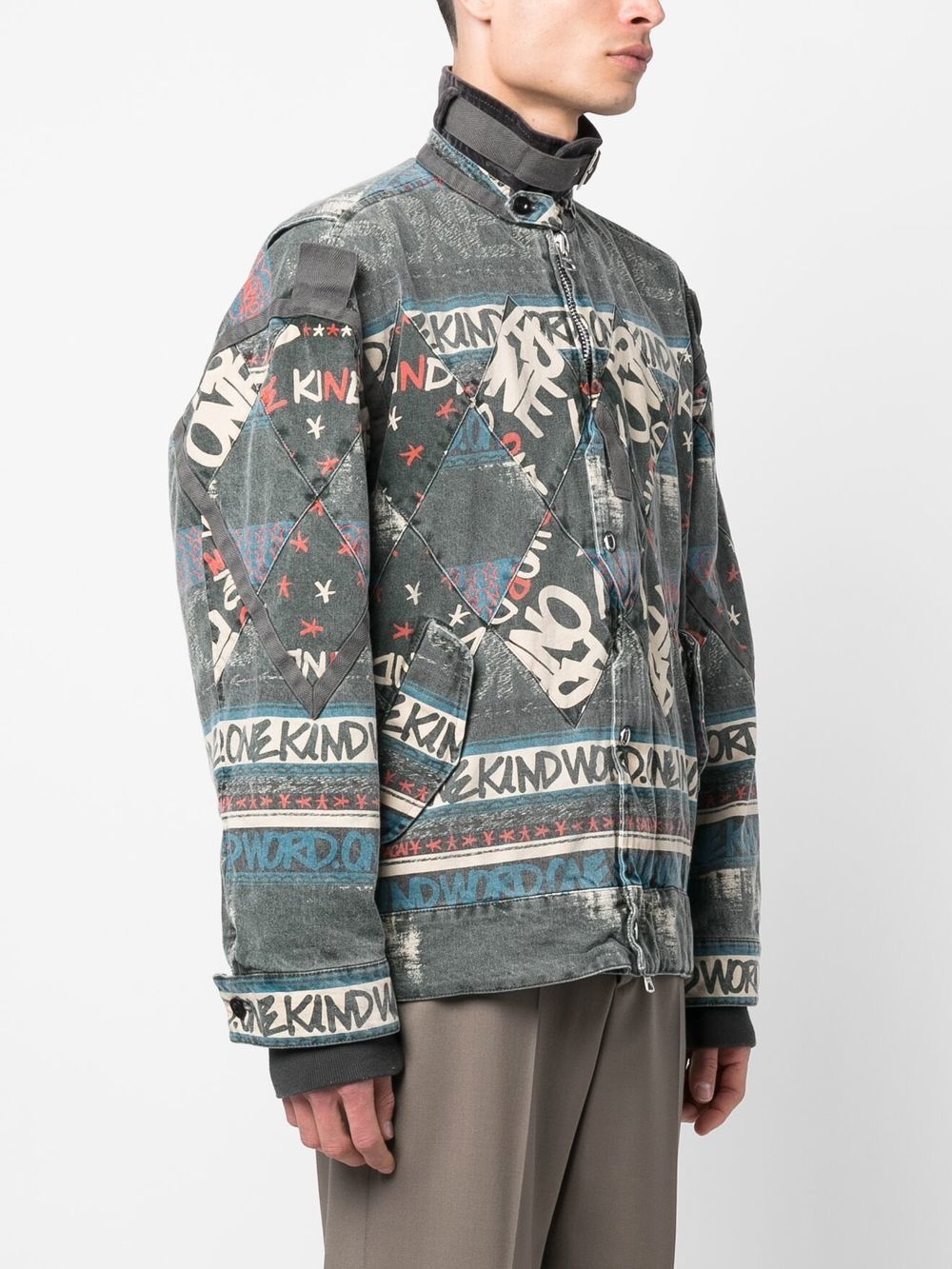 slogan-print bomber jacket - 3