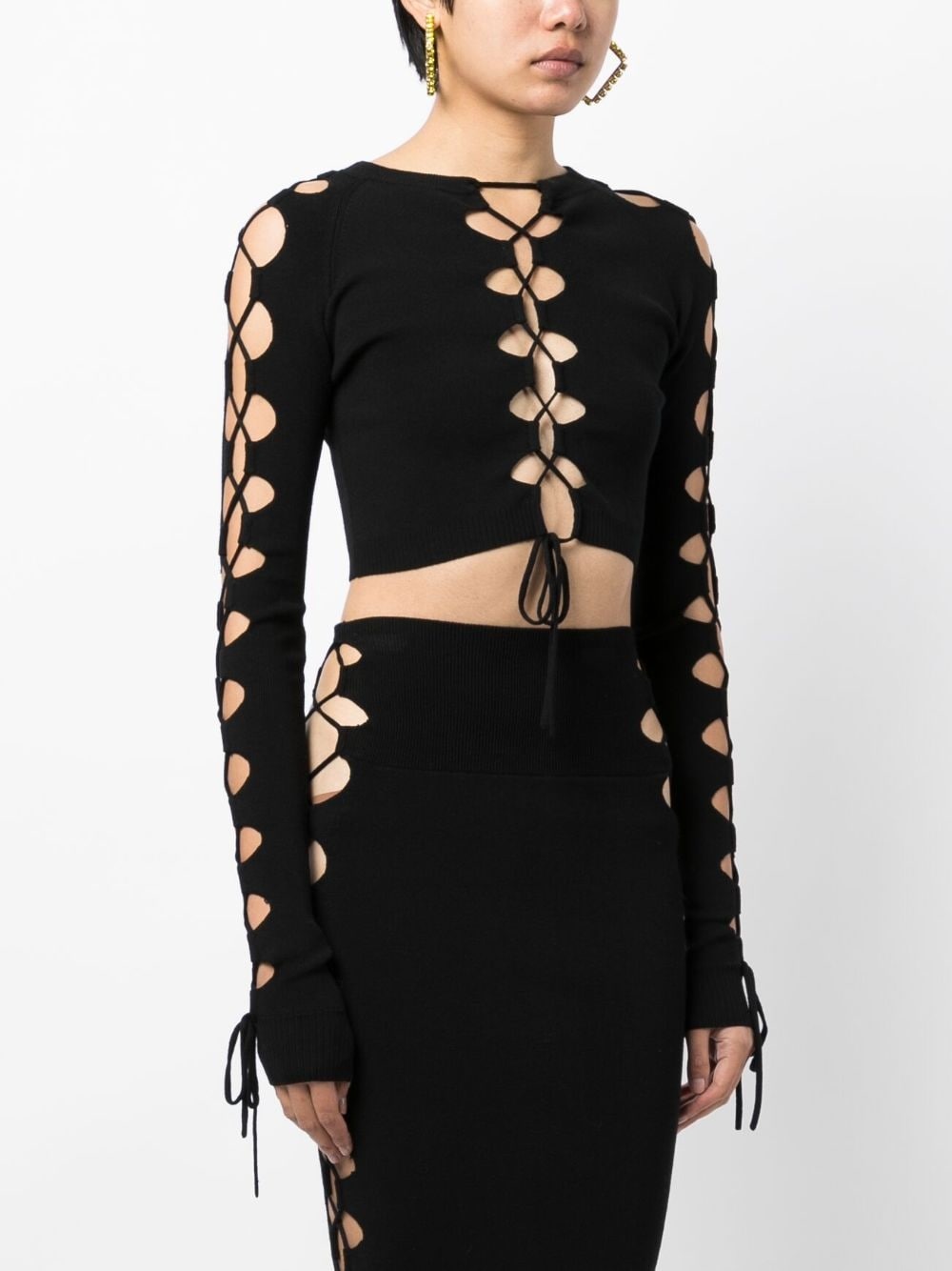 lace-up detail cropped jumper - 3
