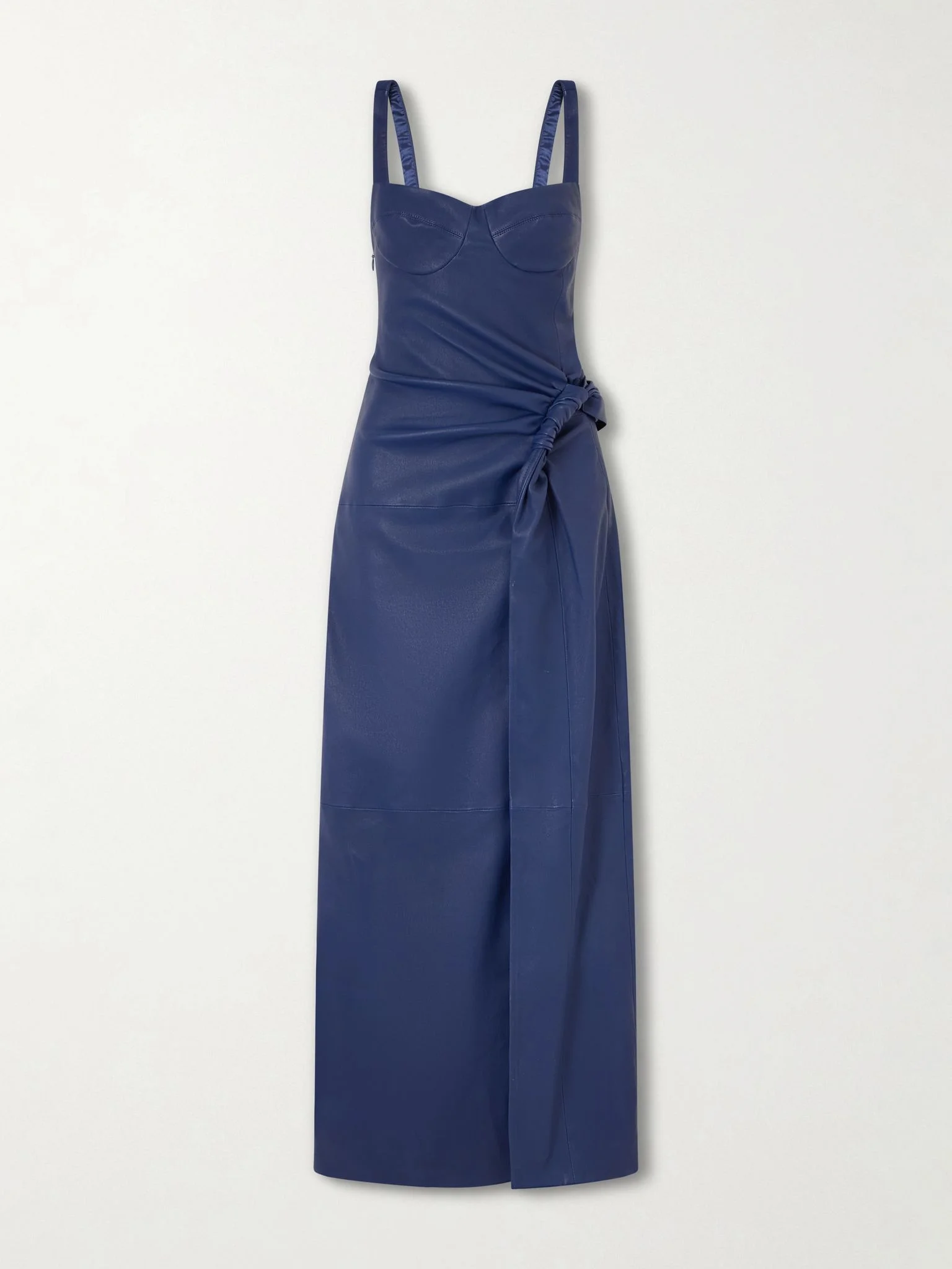 Lyle draped leather midi dress Midnight blue - 1