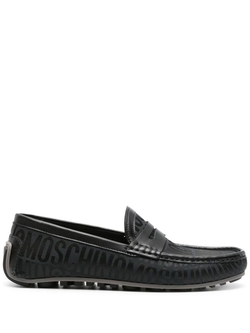 Moschino monogram-jacquard penny loafers outlook