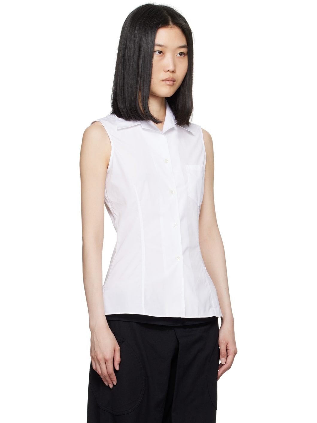 White Rosie Sleeveless Shirt - 2