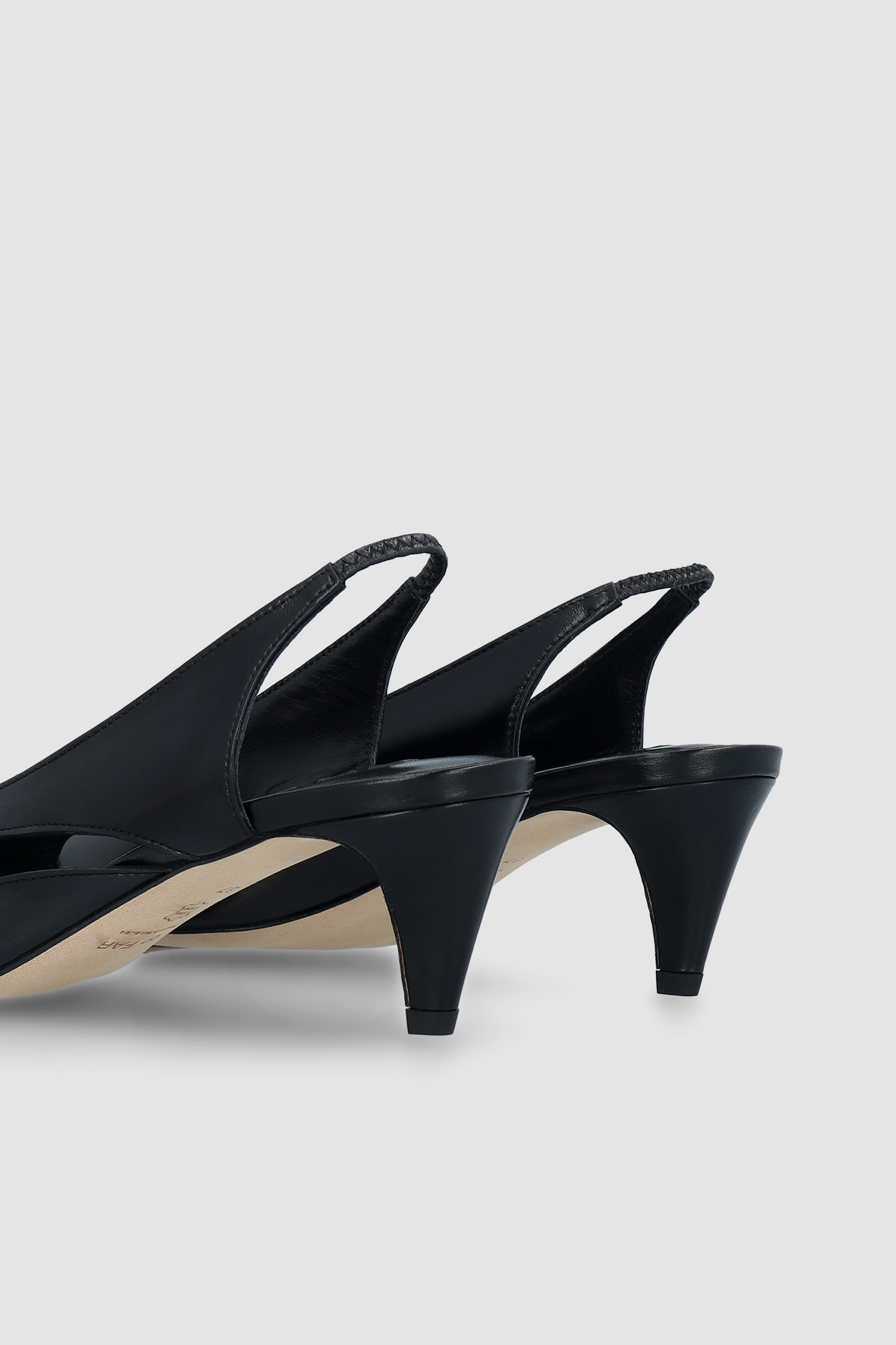 RUNA BLACK CREASED CALF LEATHER SLINGBACK PUMP - 4