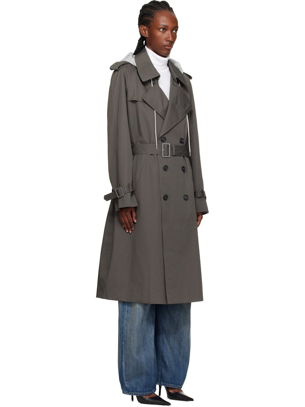 Gray Cotton Drill Trench Coat - 2
