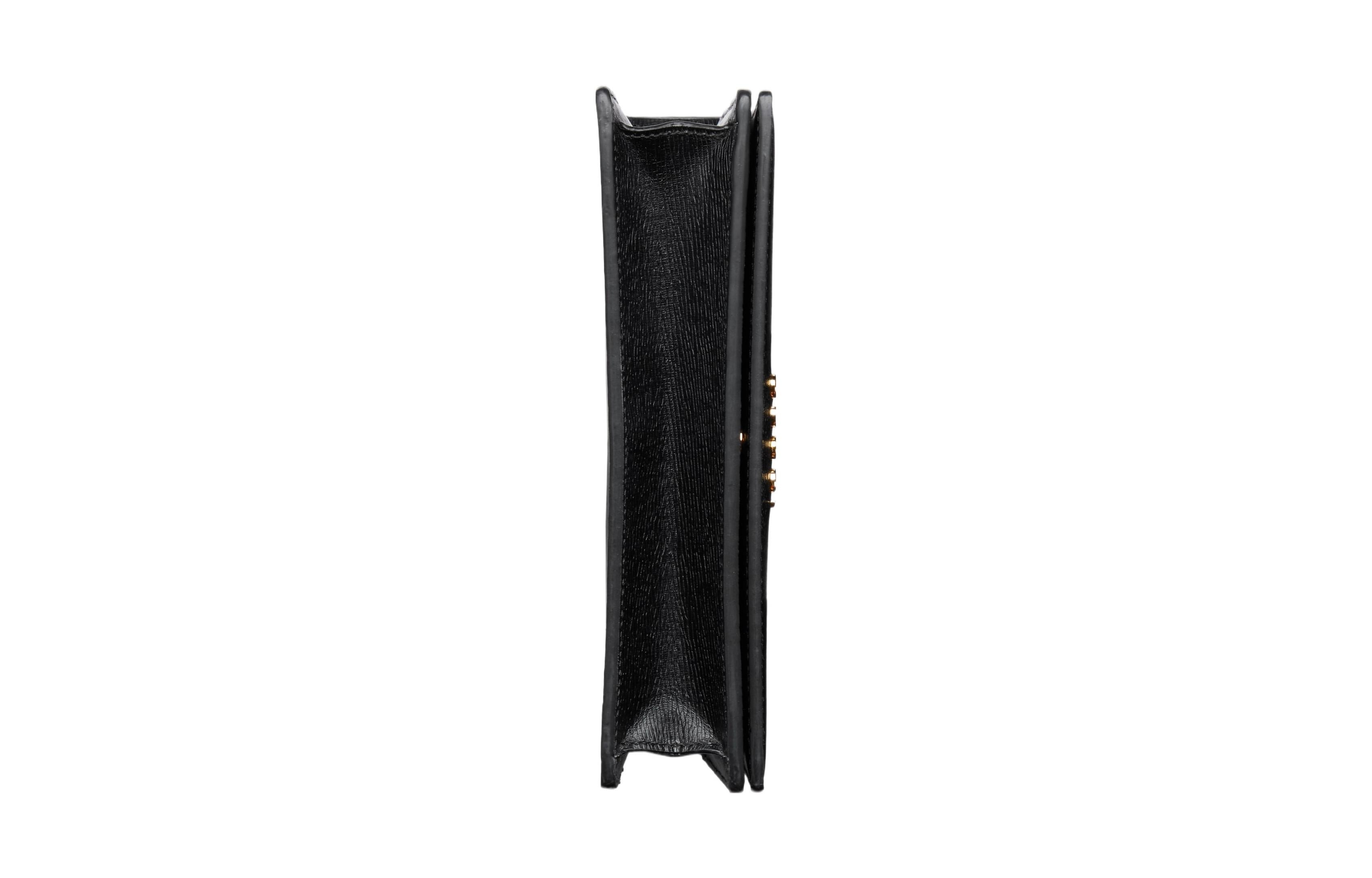 (WMNS) Gucci Chain Wallet With Gucci Script 'Black Leather' 772643-0OP0N-1000 - 6