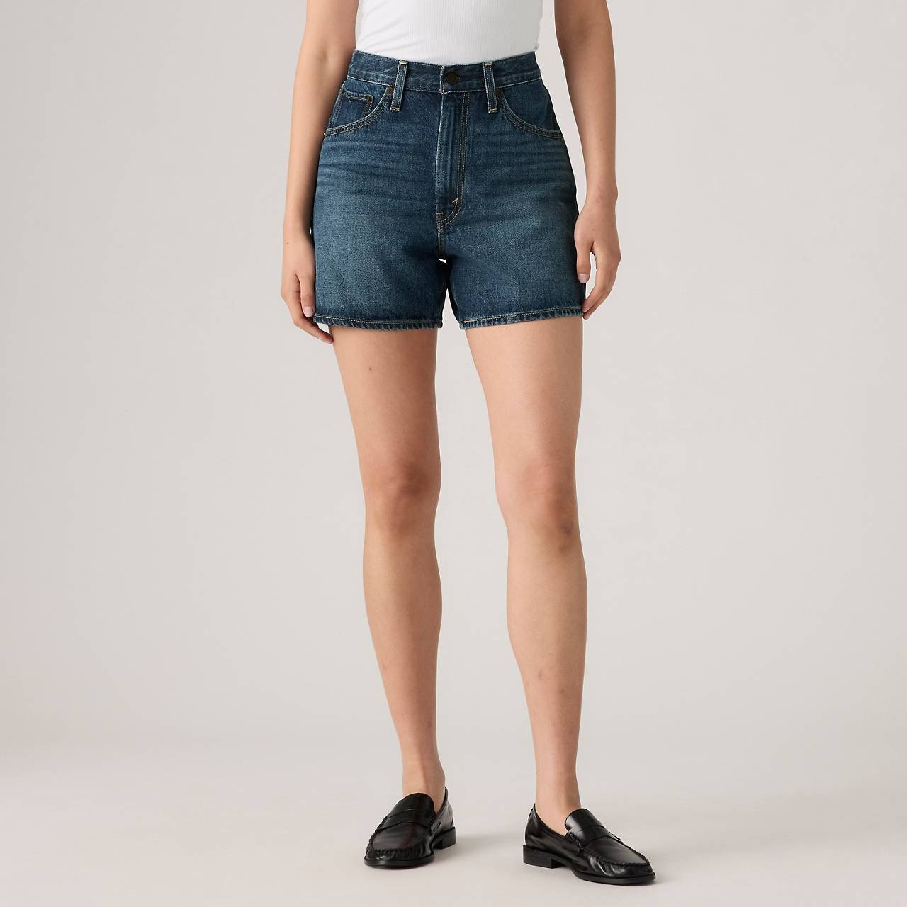 HIGH RISE CINCH MID-THIGH WOMEN'S SHORTS - 6