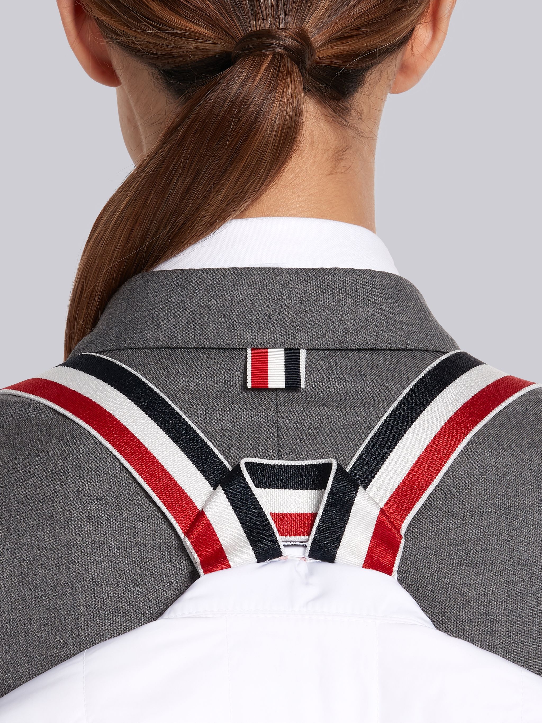 White Down Filled Poly Twill Center Back Stripe Classic Trench Coat - 5