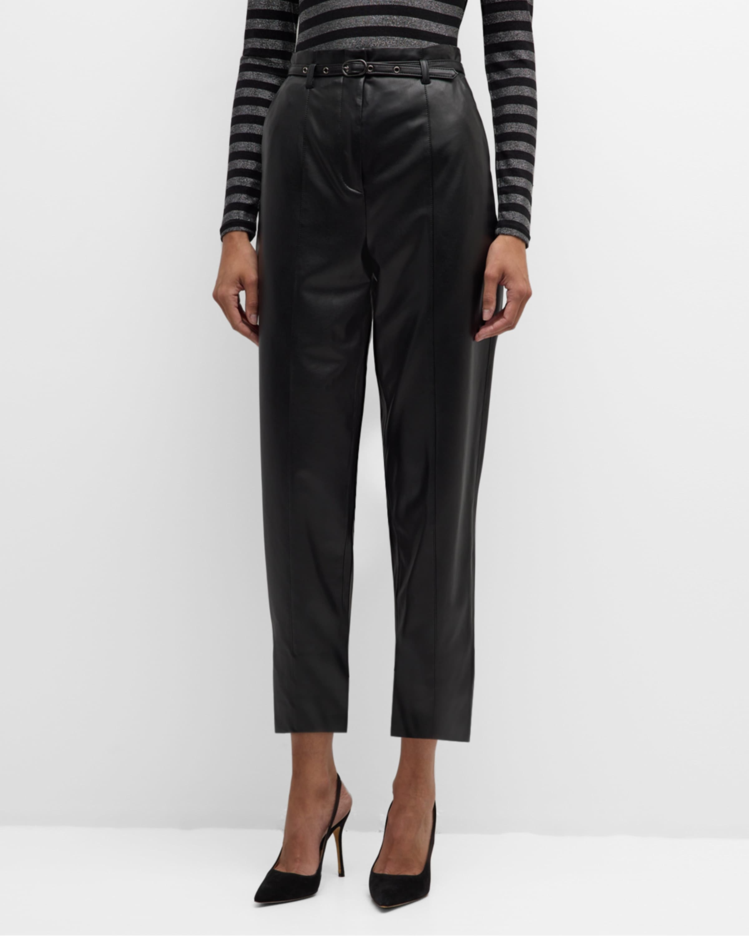 Analise Vegan Leather Cropped Pants - 2