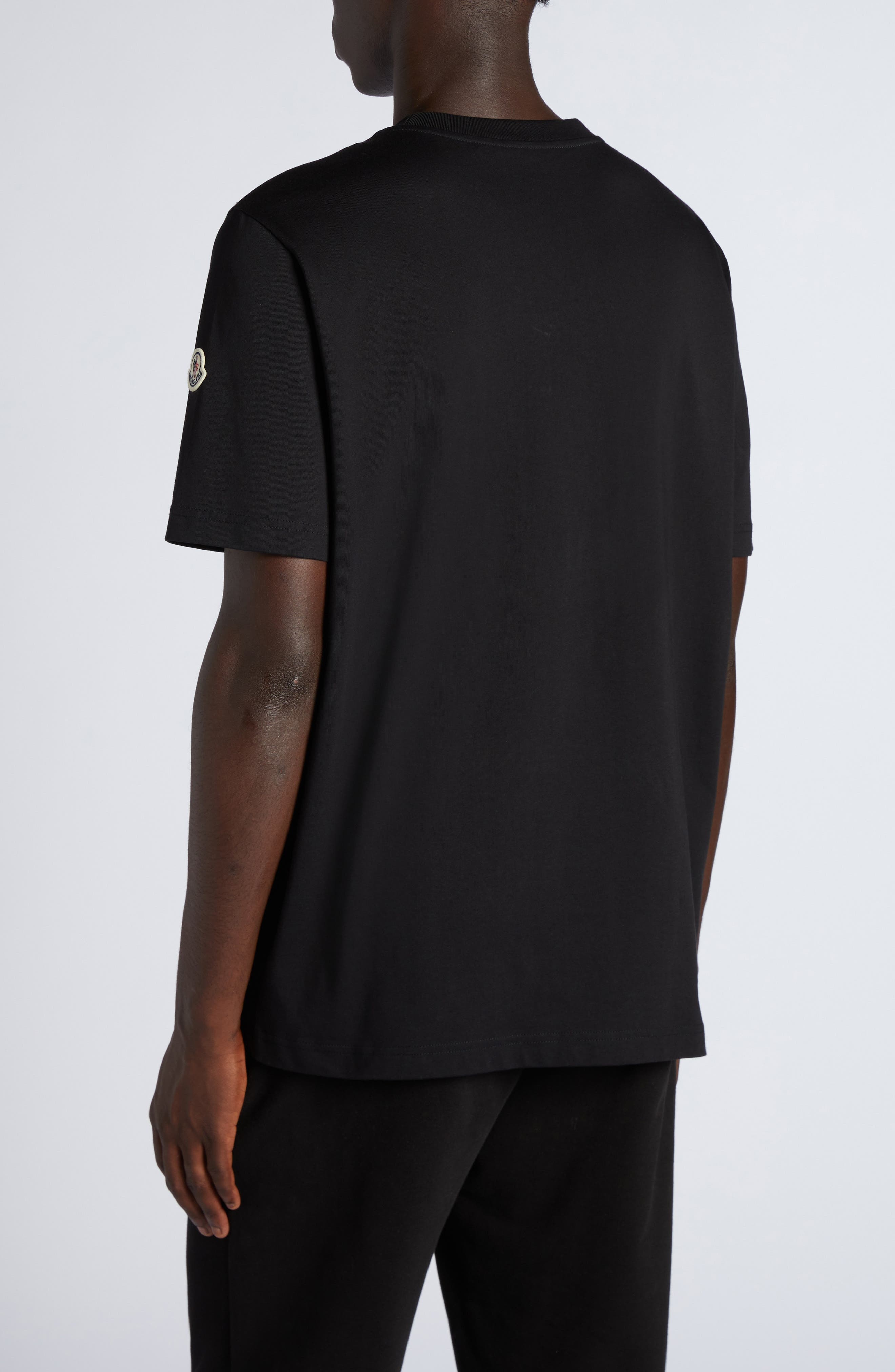 Moncler Logo Embroidered Cotton T-Shirt in Black at Nordstrom - 2
