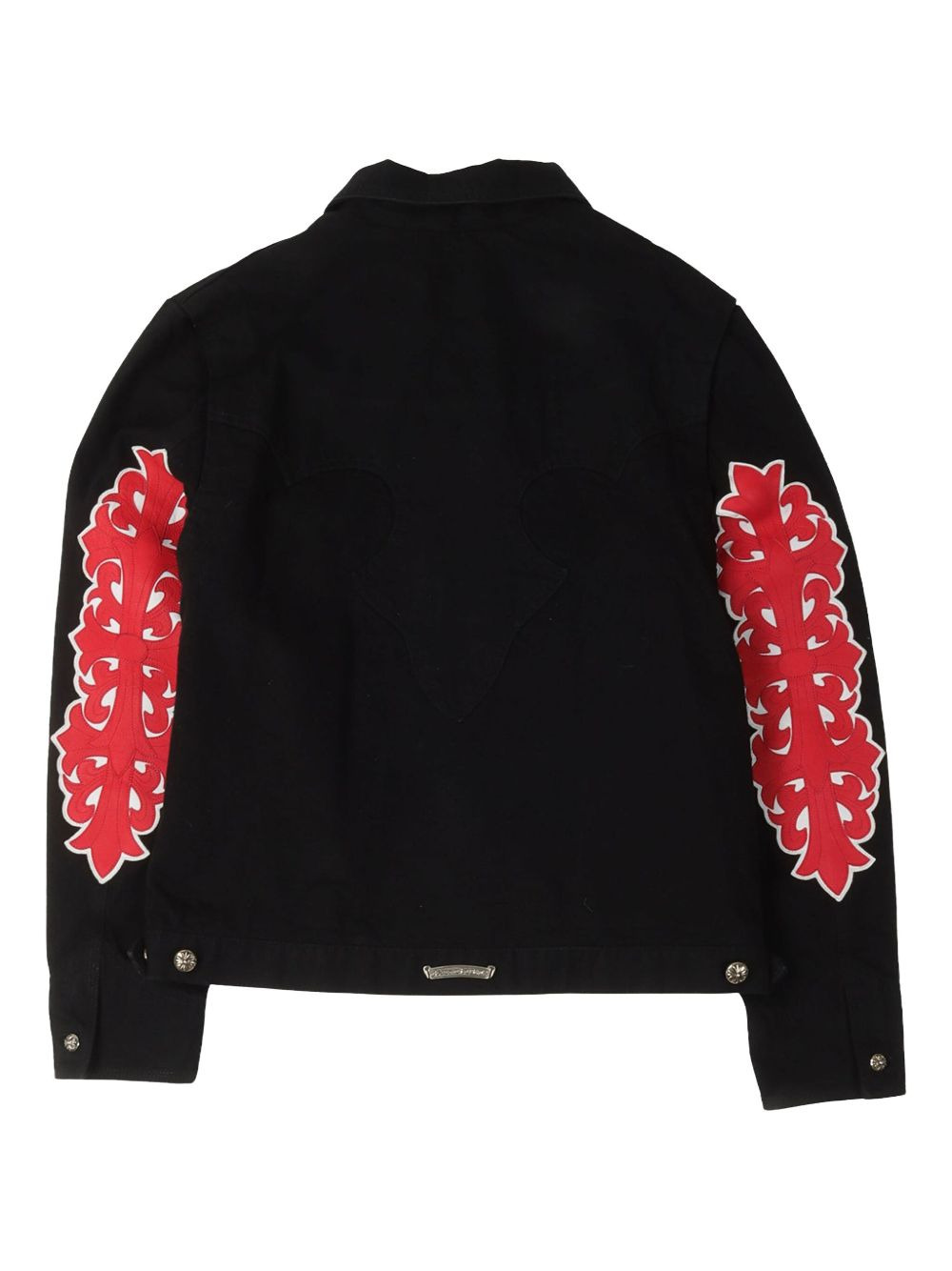 floral cross-appliqué denim jacket - 2