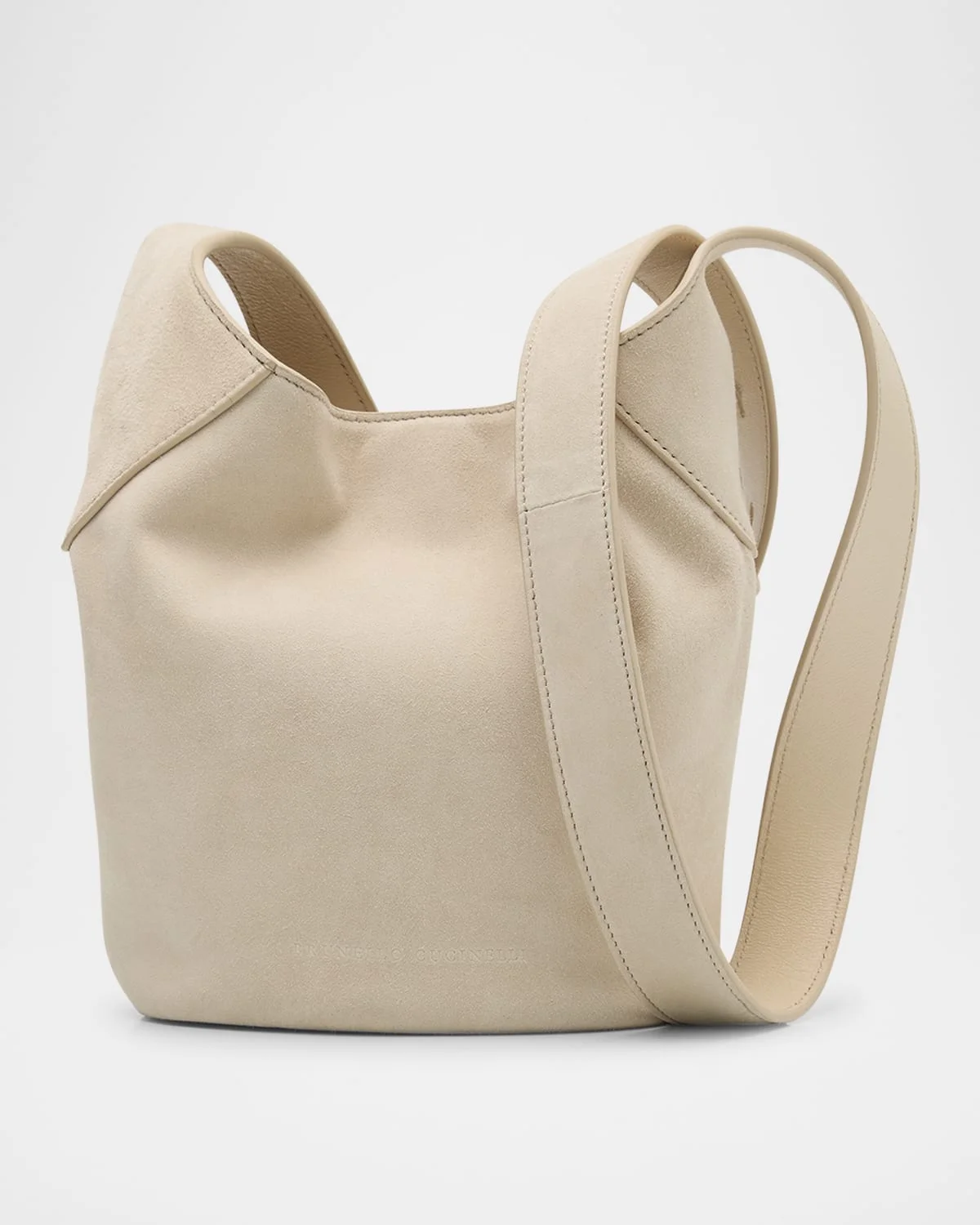 Structured Small Suede Bucket Bag - 1