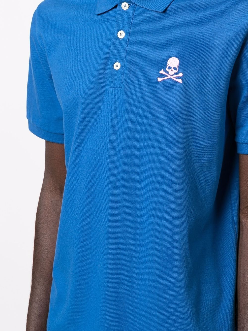 skull-embroidered polo shirt - 5