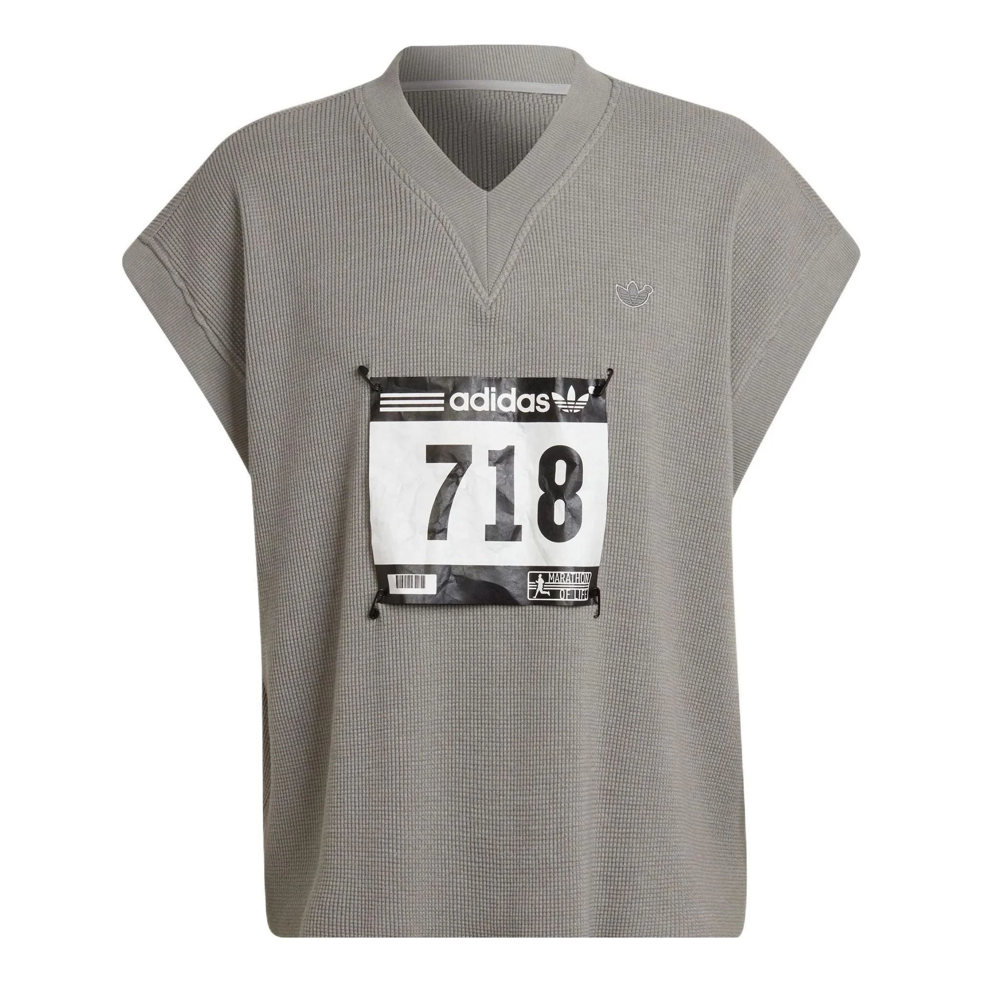 adidas originals Blue Version Detachable Solid Color Athleisure Casual Sports V neck Vest Gray HC382 - 1