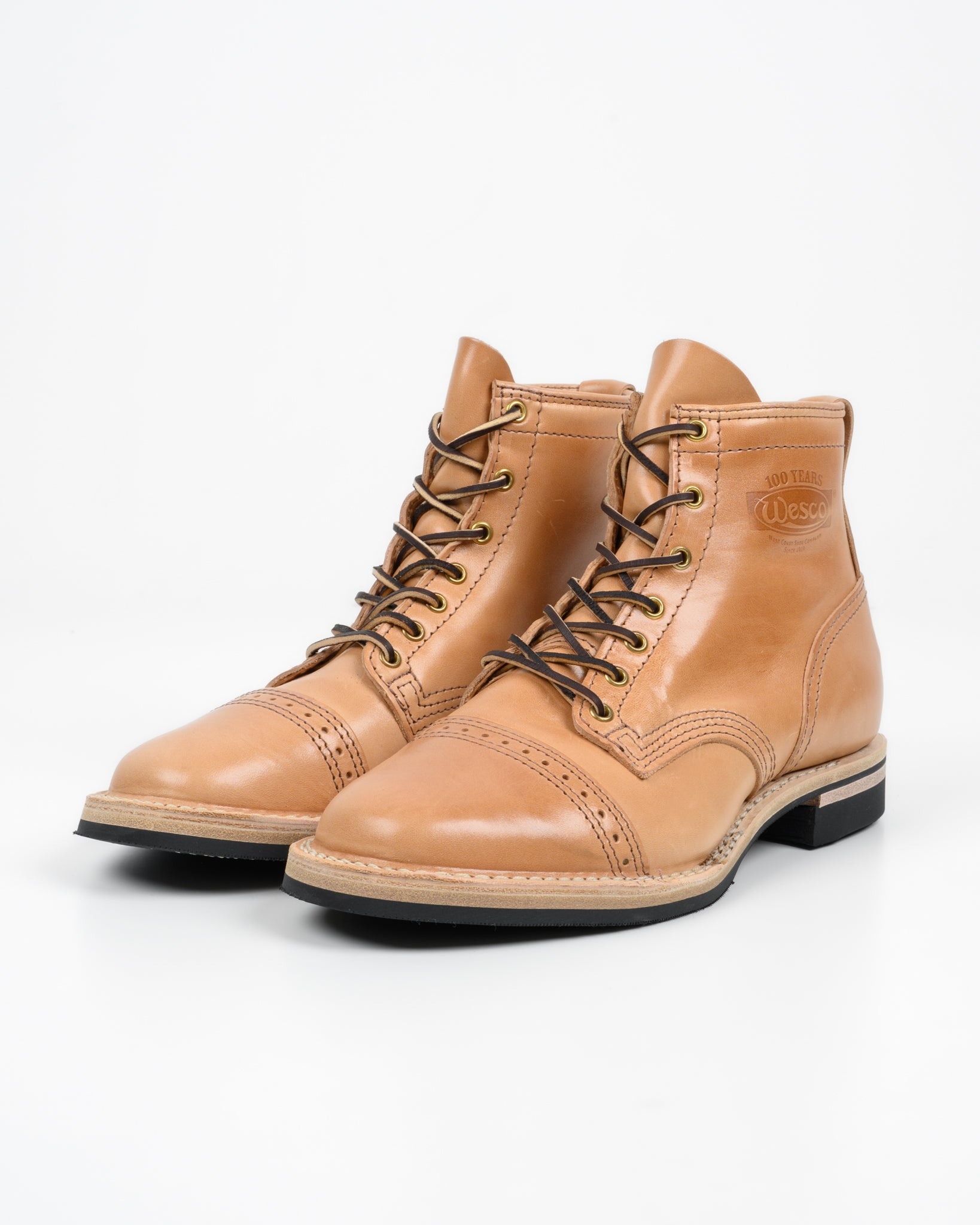 IRON HEART INT'L X WESCO® 7" TOE CAP BOOT - THE "GUILDSMAN" - NATURAL HORSEHIDE - 11