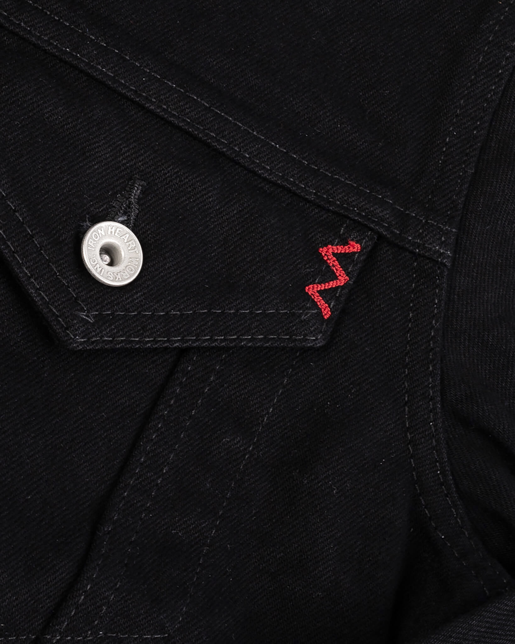 IHJ-86-BLK 14oz Selvedge Denim Modified Type III Jacket -  Black/Black - 10