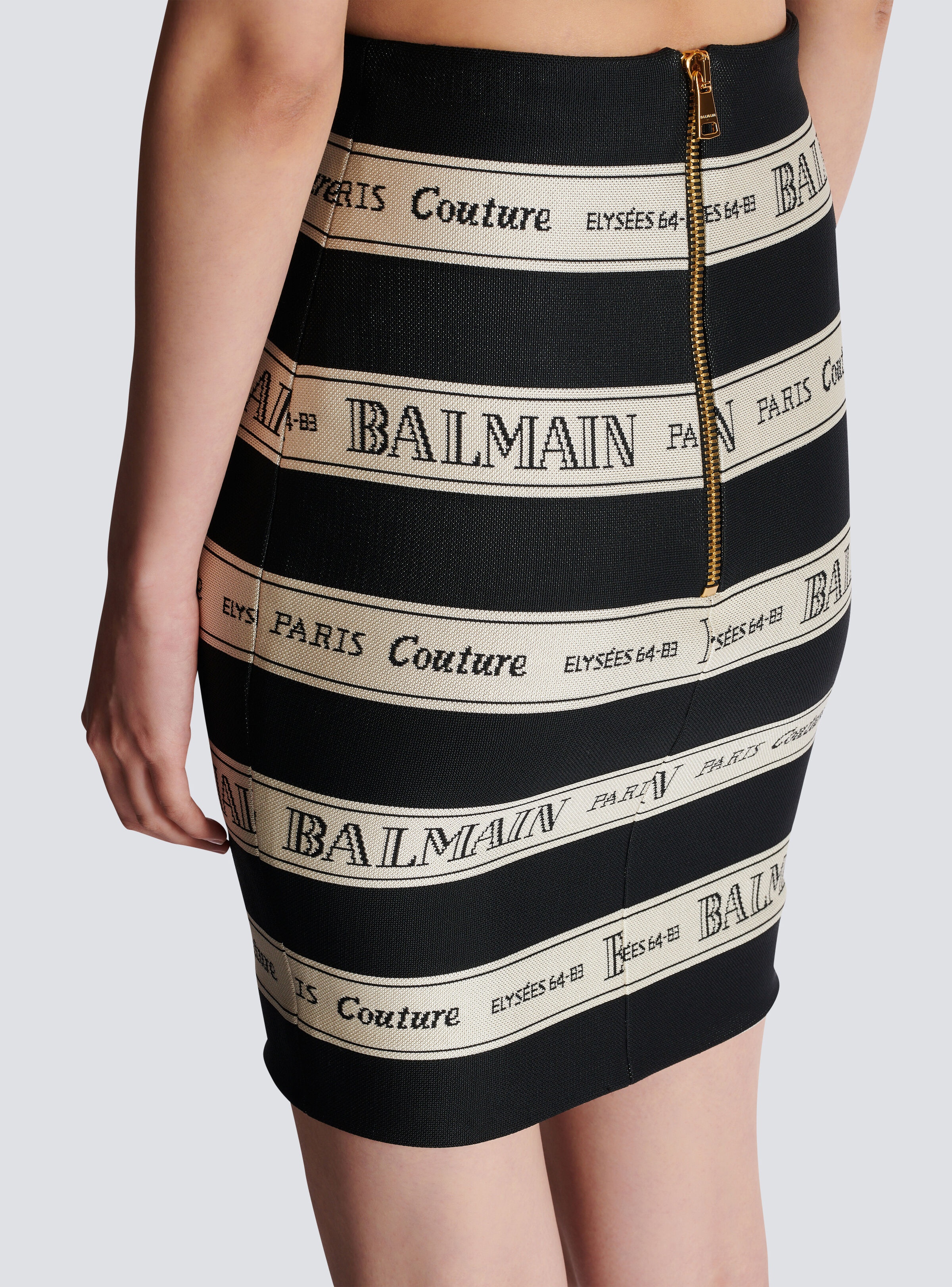 Short jacquard skirt with Balmain ribbon motif - 7