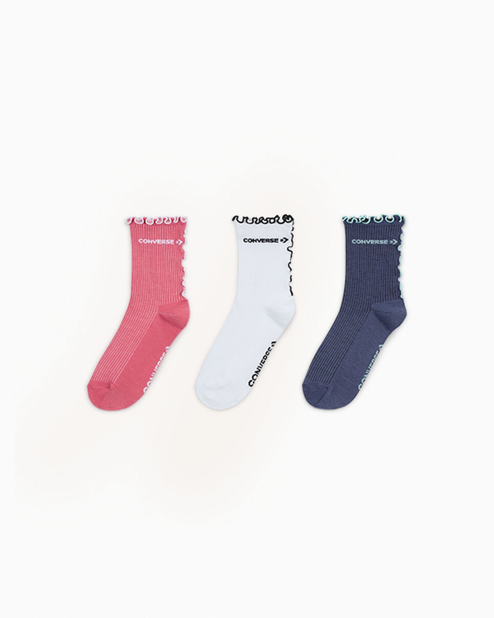 3-Pack Ribbed Ruffled Cuff Socks - 1