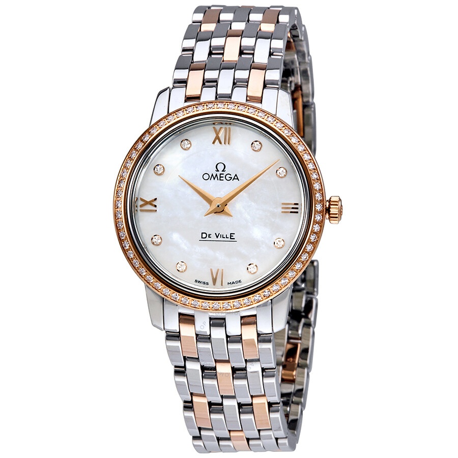 Pre-owned Omega De Ville Diamond Mother of Pearl Dial Ladies Watch 424.25.27.60.55.002 - 1