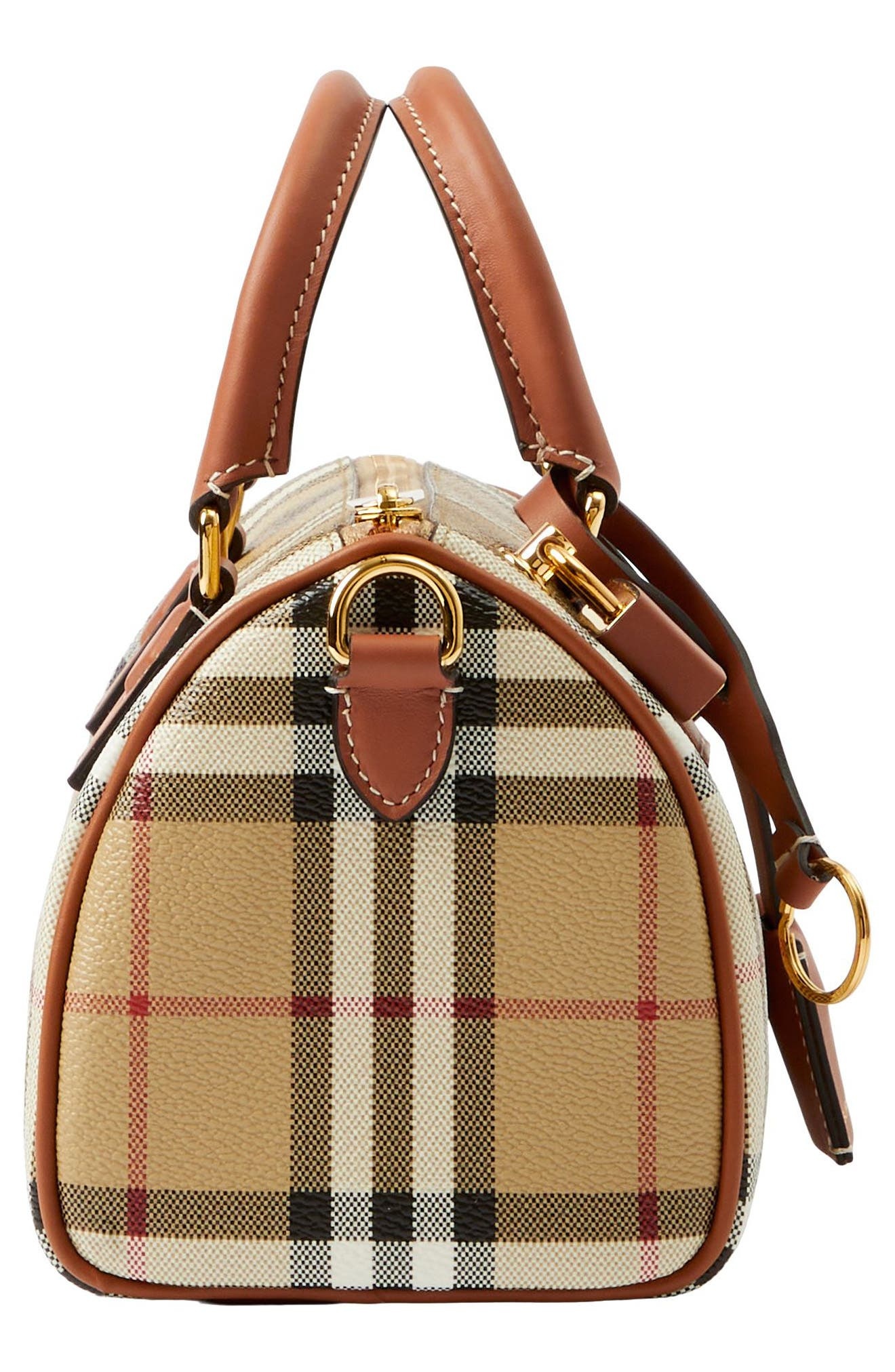 burberry Mini Bowling Check Coated Canvas Duffle Bag in Vntg Chk/Briar Brown at Nordstrom - 4