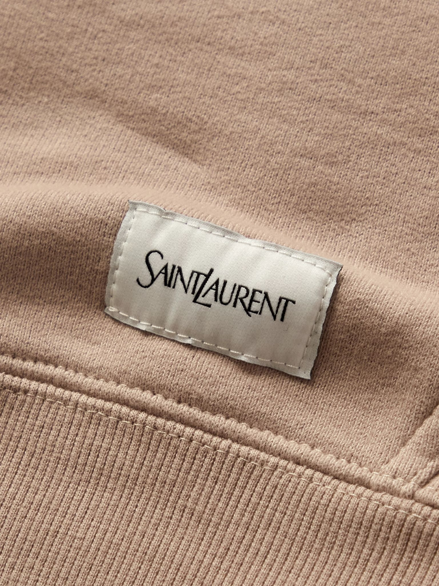 Oversized Logo-Appliquéd Cotton-Jersey Hoodie Beige - 4