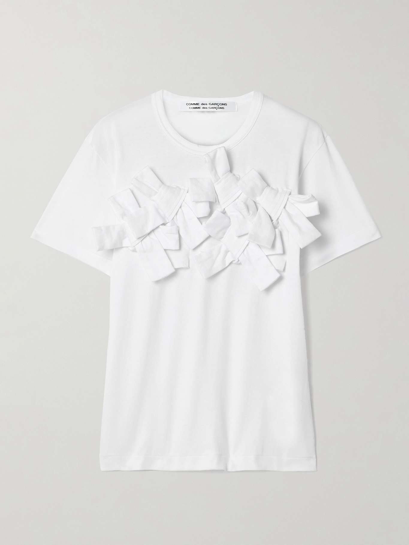 Bow-detailed cotton-jersey T-shirt - 1