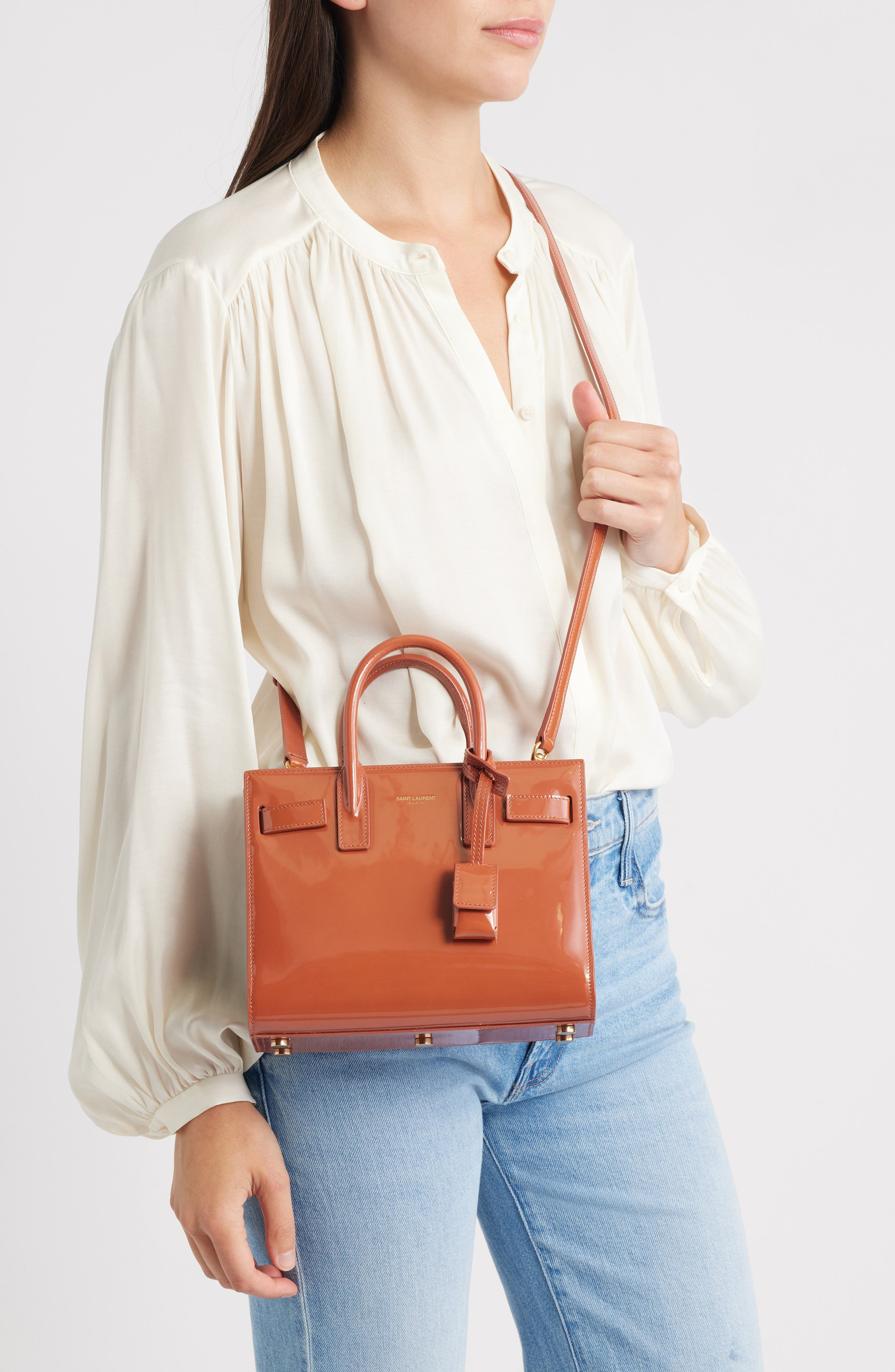 Saint Laurent Nano Sac de Jour Patent Leather Handbag in Mild Rose at Nordstrom - 2
