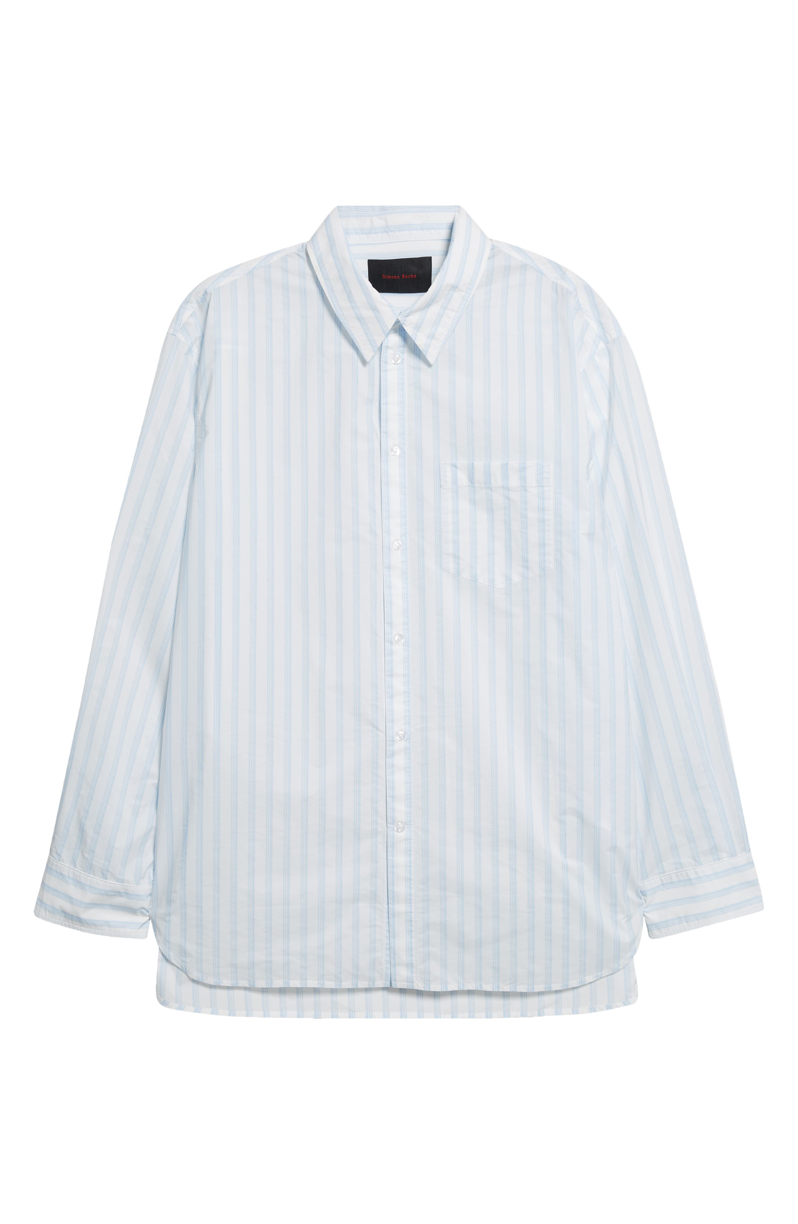 Simone Rocha Easy Stripe Button-Up Shirt in White/Blue at Nordstrom - 5