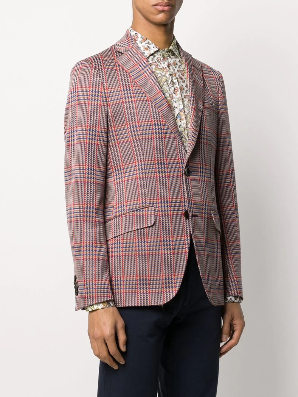 single-breasted houndstooth blazer - 3