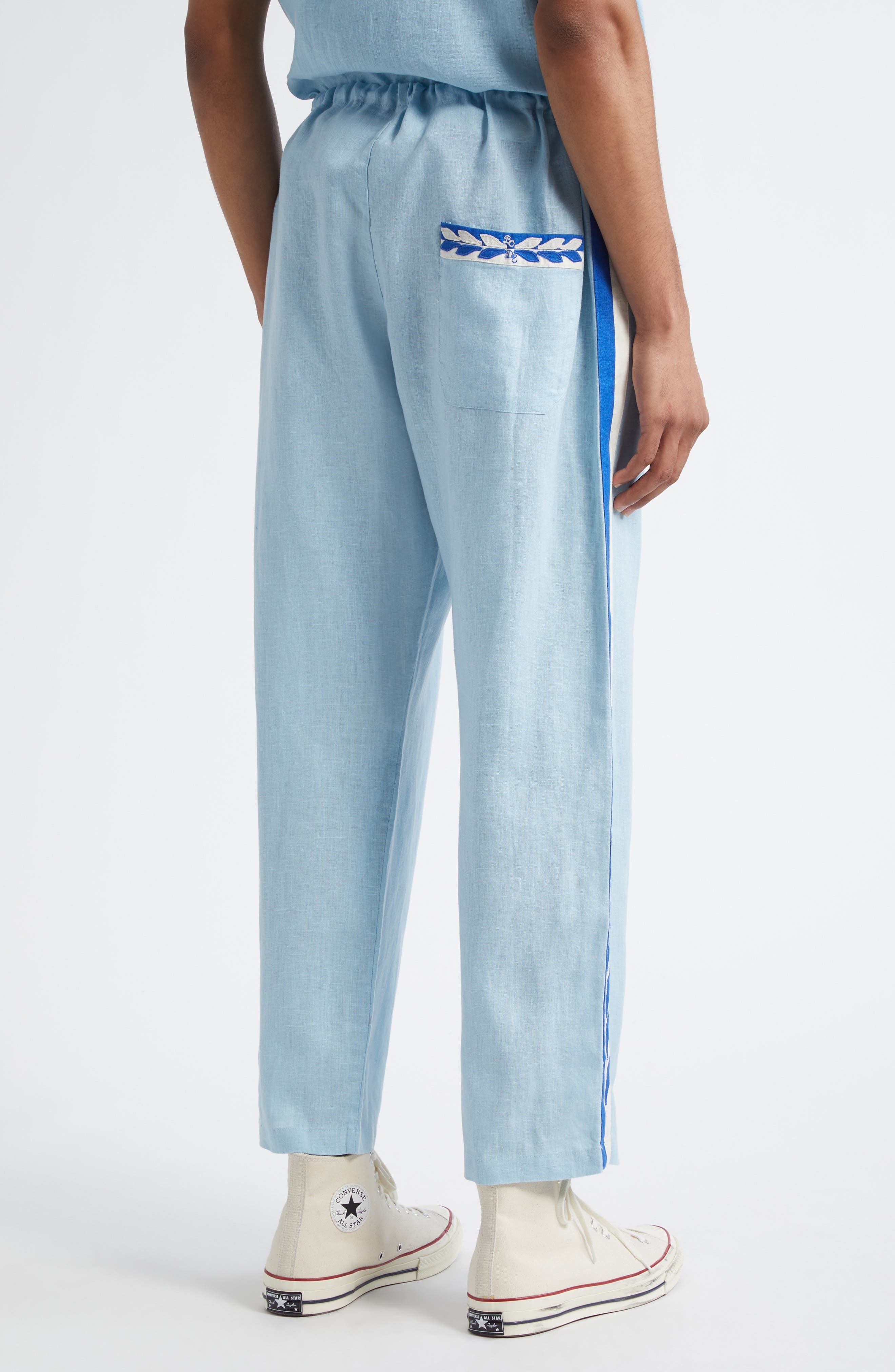Bode Seedling Stripe Pajama Pants in White/Blue at Nordstrom - 3