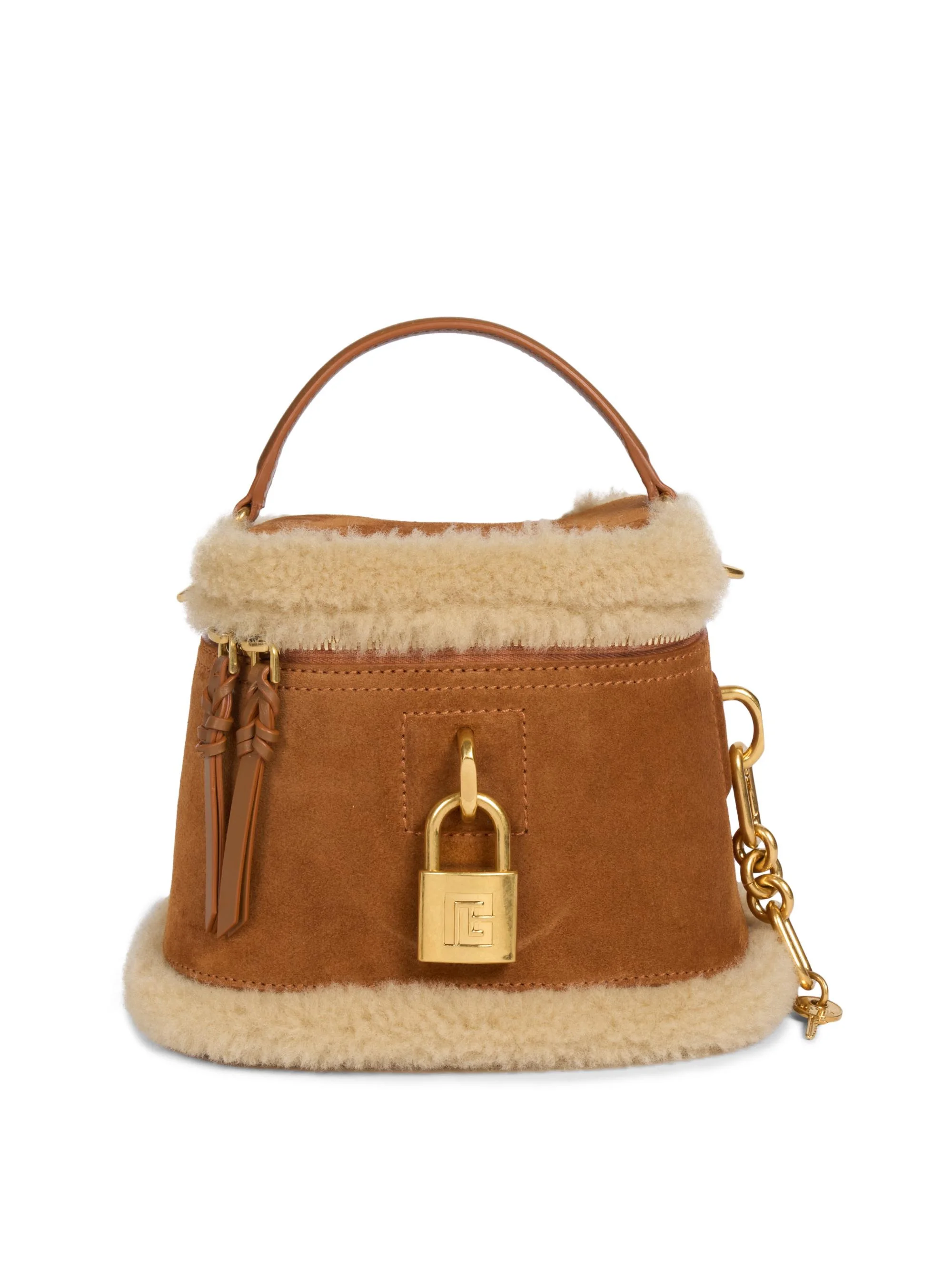 Women's Pulse Suede & Shearling Vanity Bag - Beige Clair Camel Fonce - 1