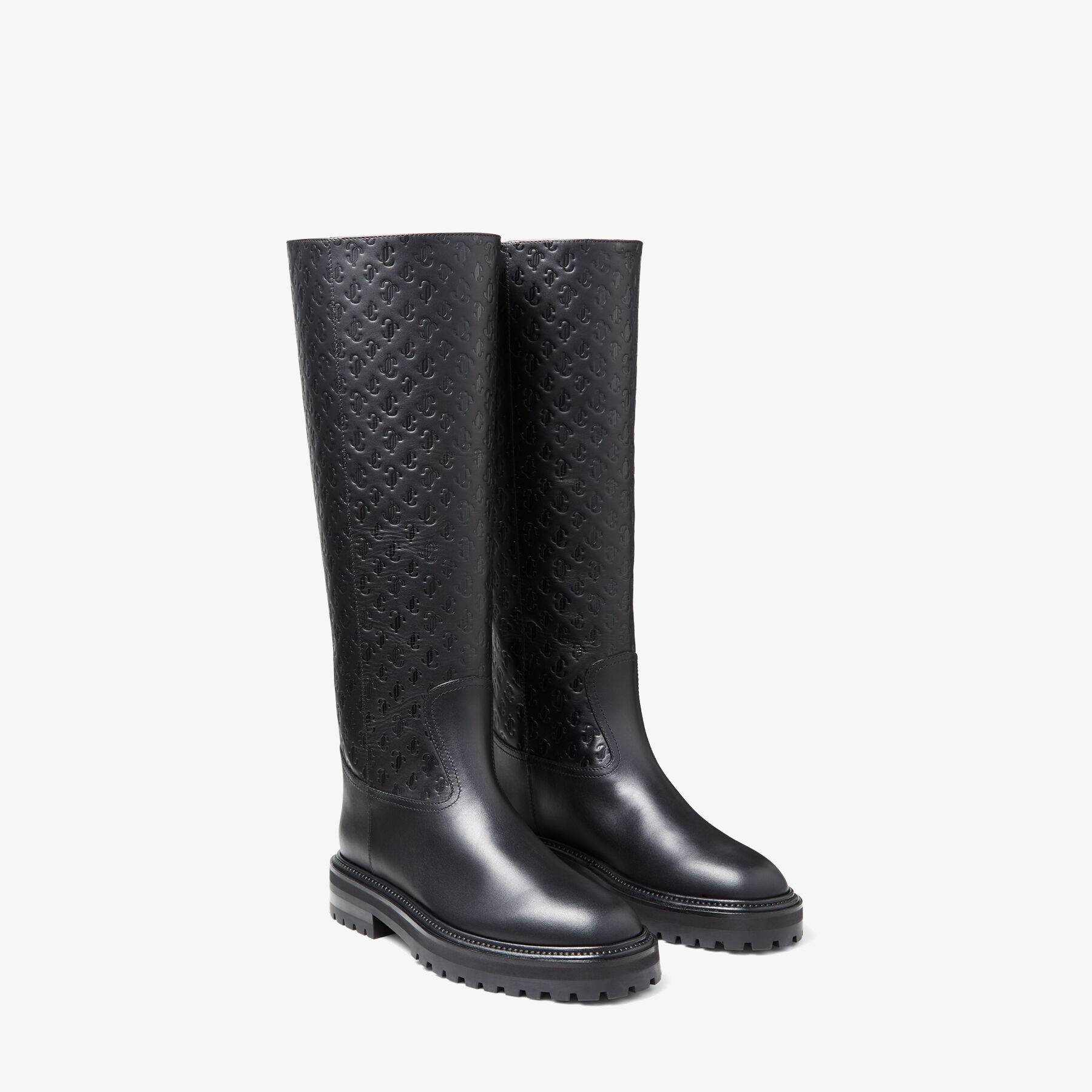 Yomi Flat
Black JC Monogram Leather Knee-High Boots - 3