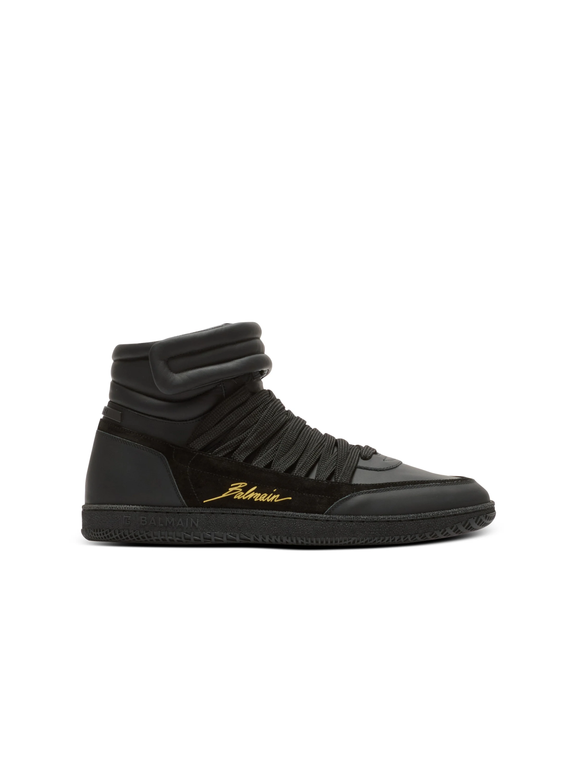 Leather Balmain Swan Mid-Top lace-up trainers - 1