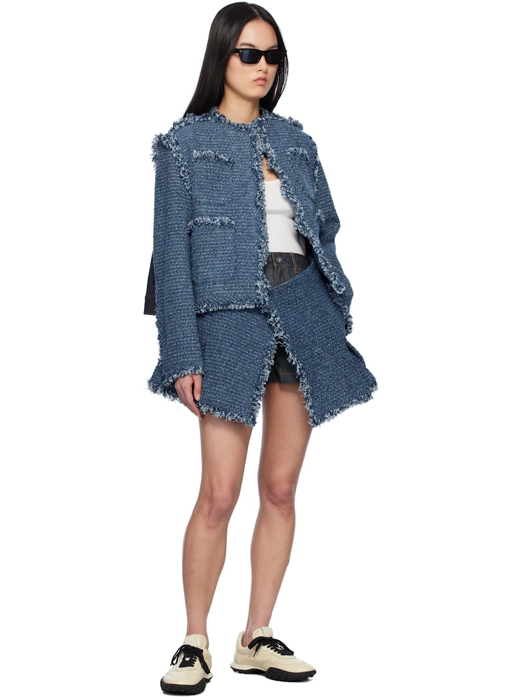 sacai Blue Punching Denim Jacket | ssense | REVERSIBLE