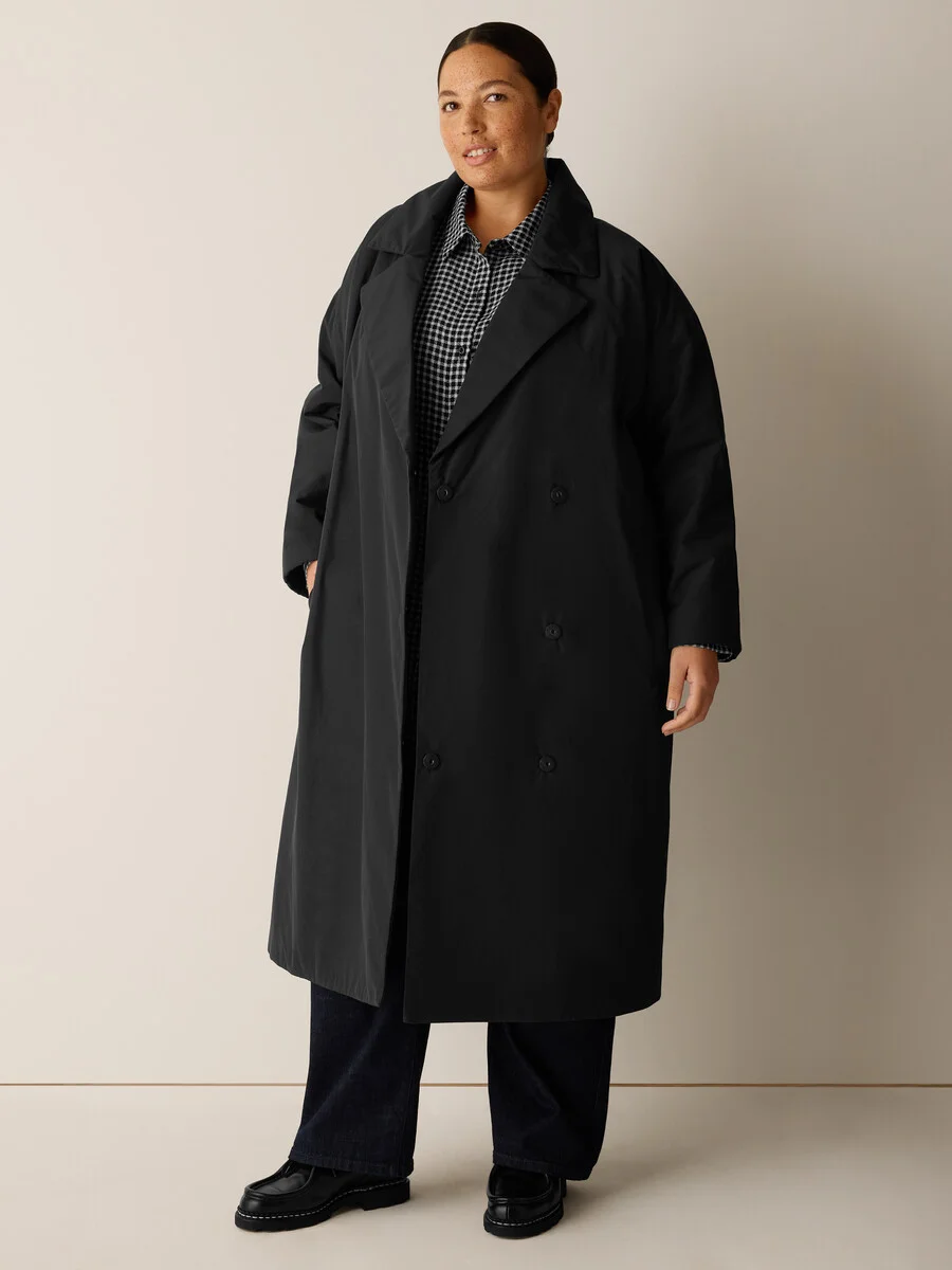 Light Cotton Nylon Drape Neck Coat - 1
