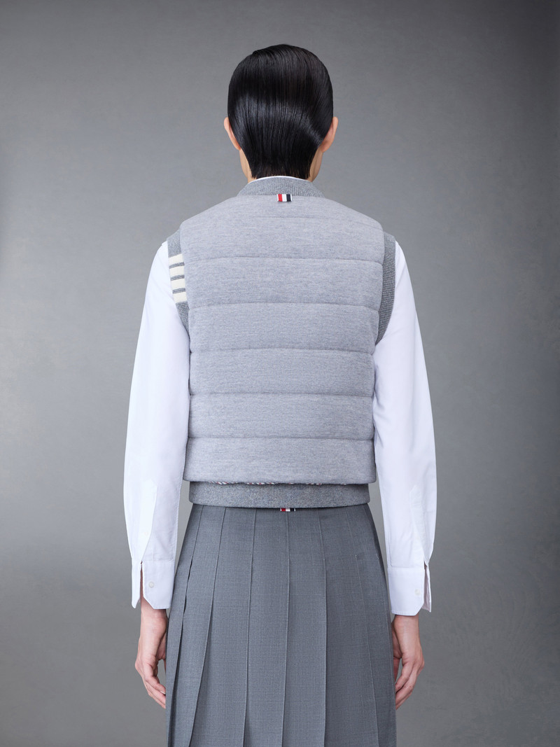 Thom Browne FINE MERINO AND JERSEY REVERSIBLE DOWN 4-BAR VEST outlook