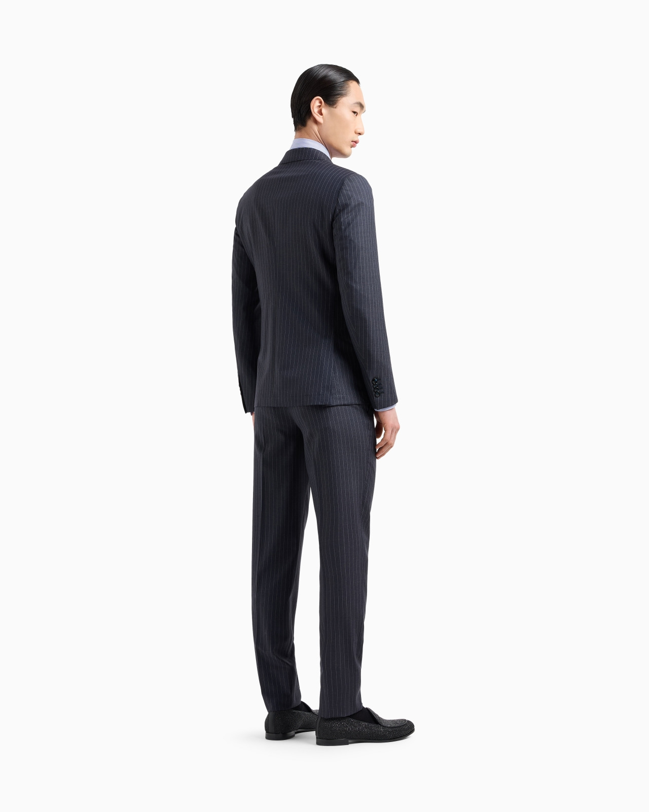 NAPOLI LINE DOUBLE-BREASTED PINSTRIPED SUIT IN VIRGIN WOOL - 3