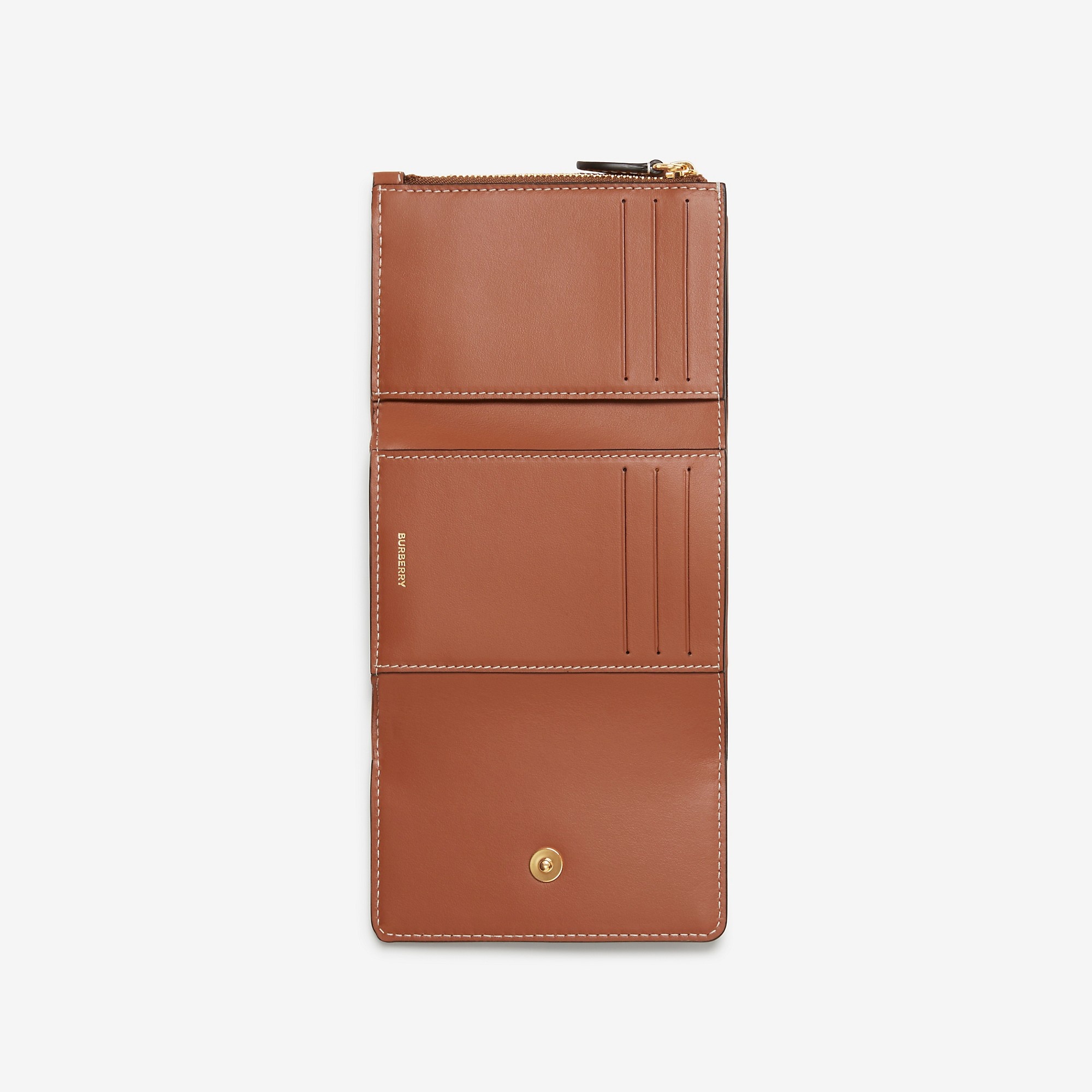 Check and Leather Small Folding Wallet - 2