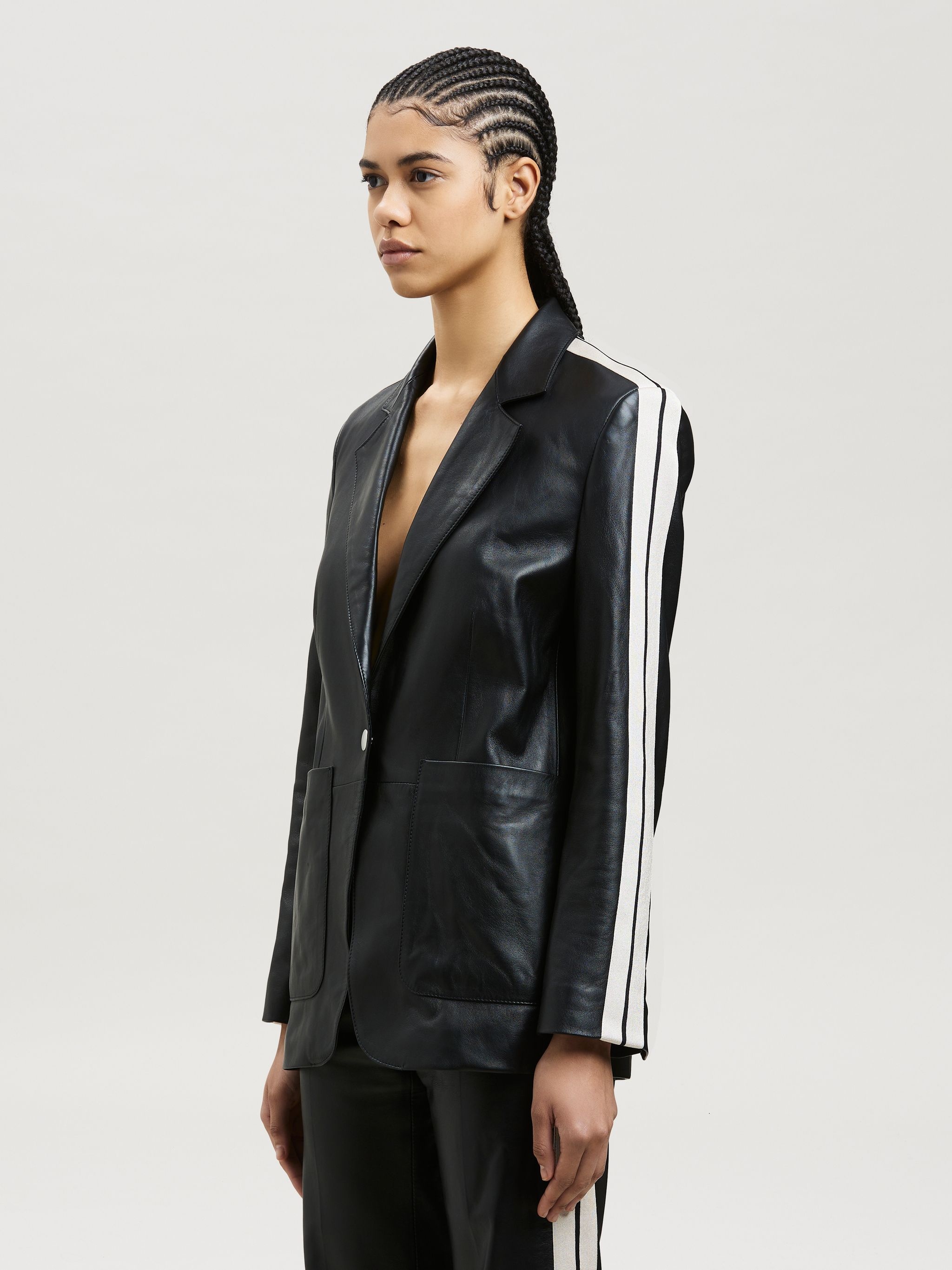 LEATHER TRACK BLAZER - 4