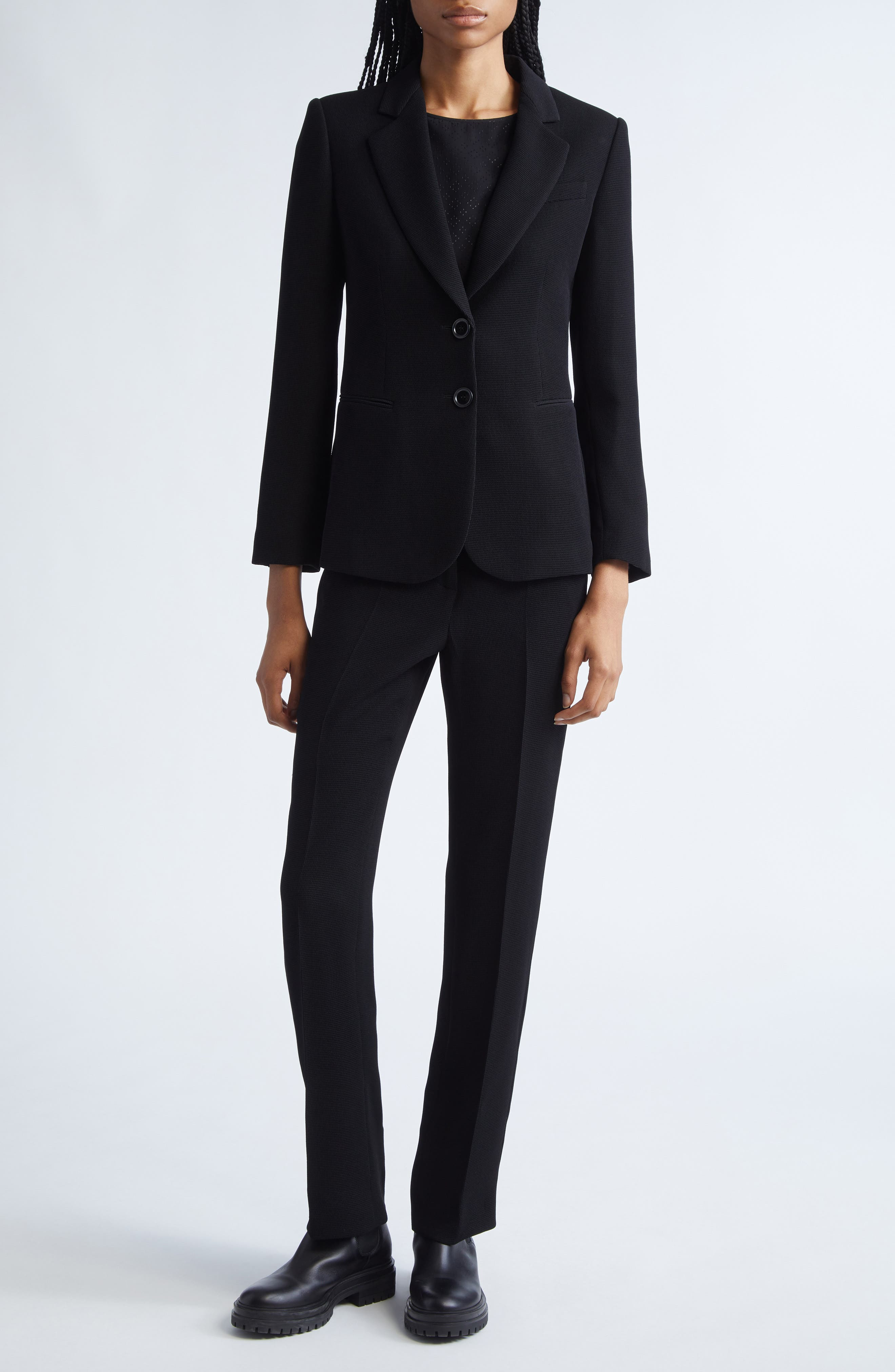 Emporio Armani Techno Waffle Blazer in Solid Black at Nordstrom - 2