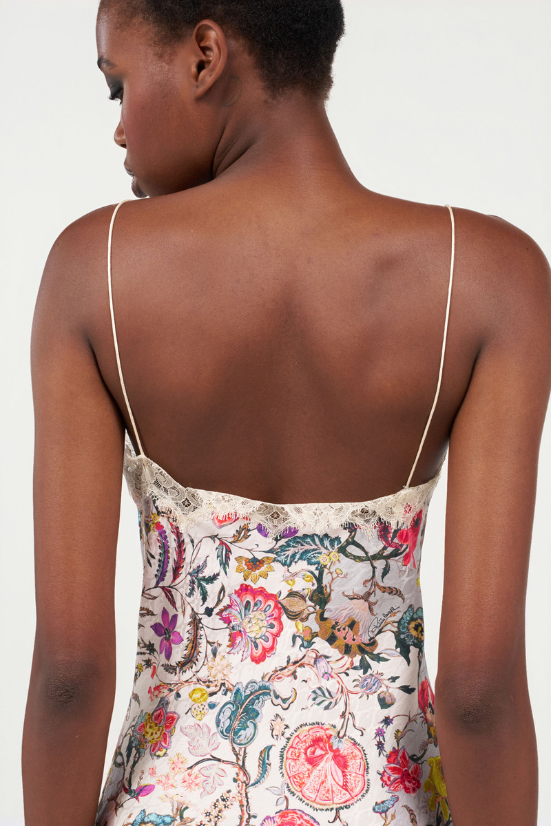 Long Silk Dress with Florentine Flowers Print 7