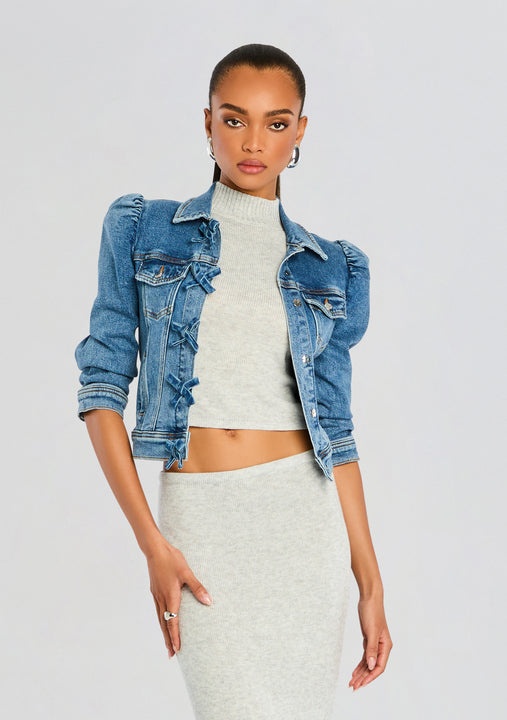 MAUVE DENIM JACKET - 1