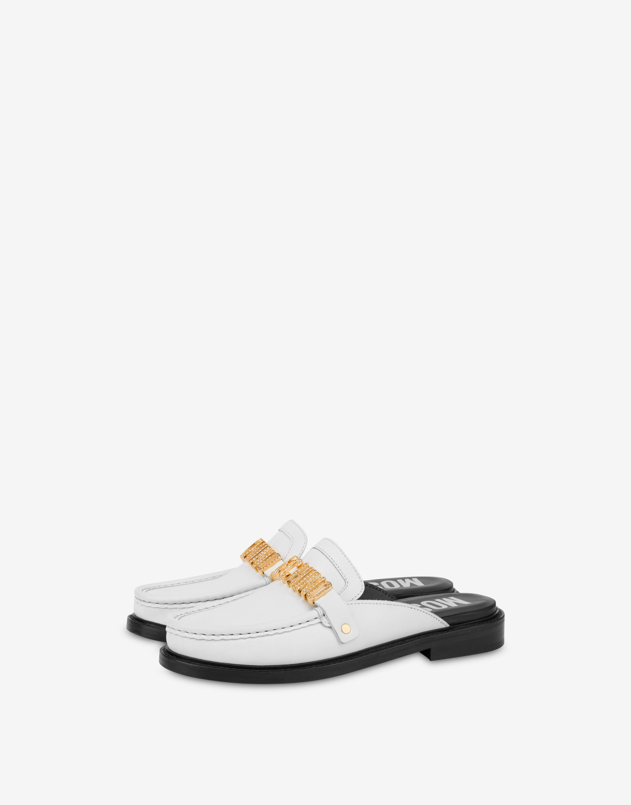 OPEN-TOE JEWEL LOGO LOAFERS - 1